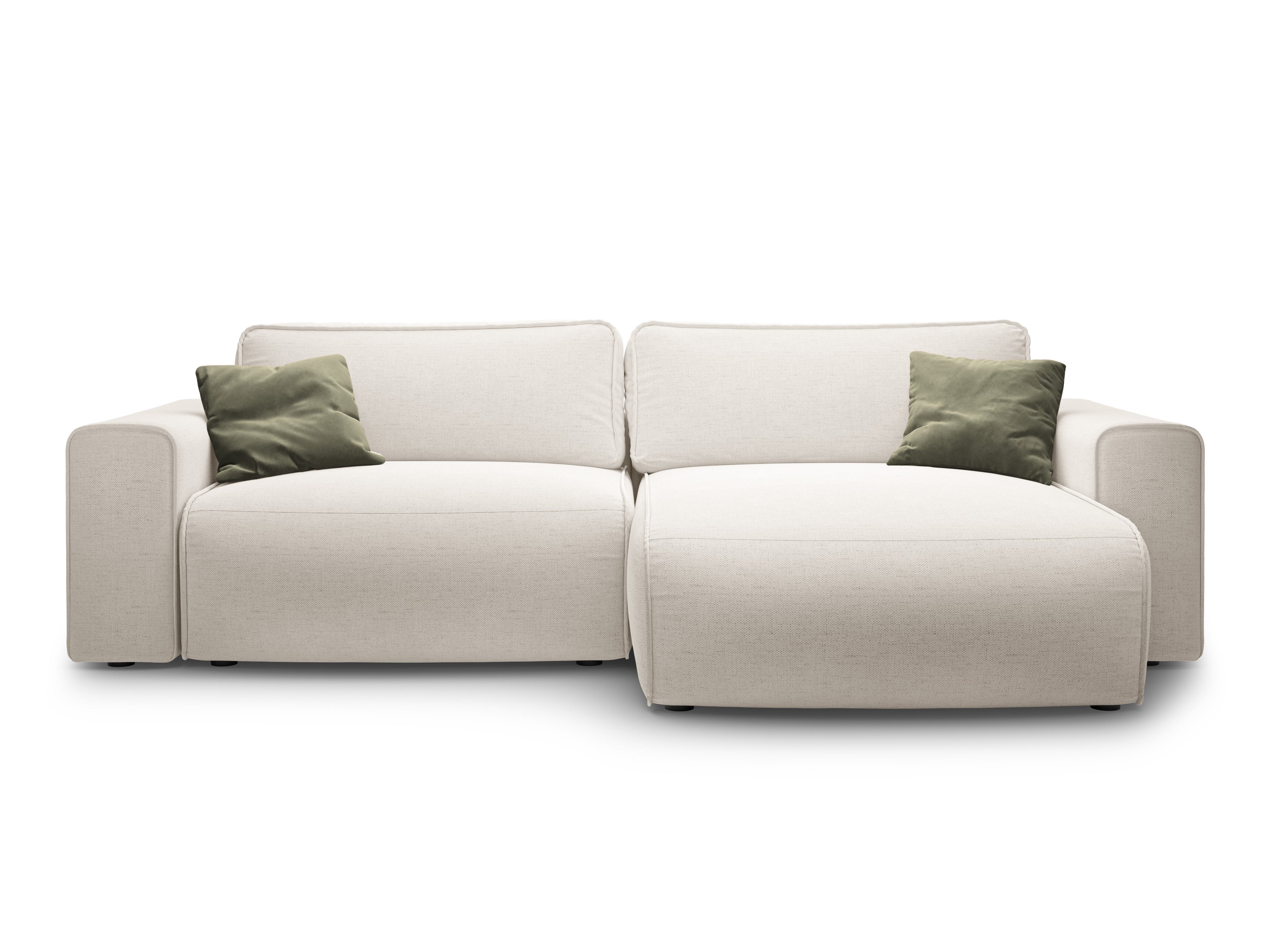 Rechtsseitiges 3-Sitzer-Sofa mit Schlaffunktion VICTOR in hellbeigem Chenille