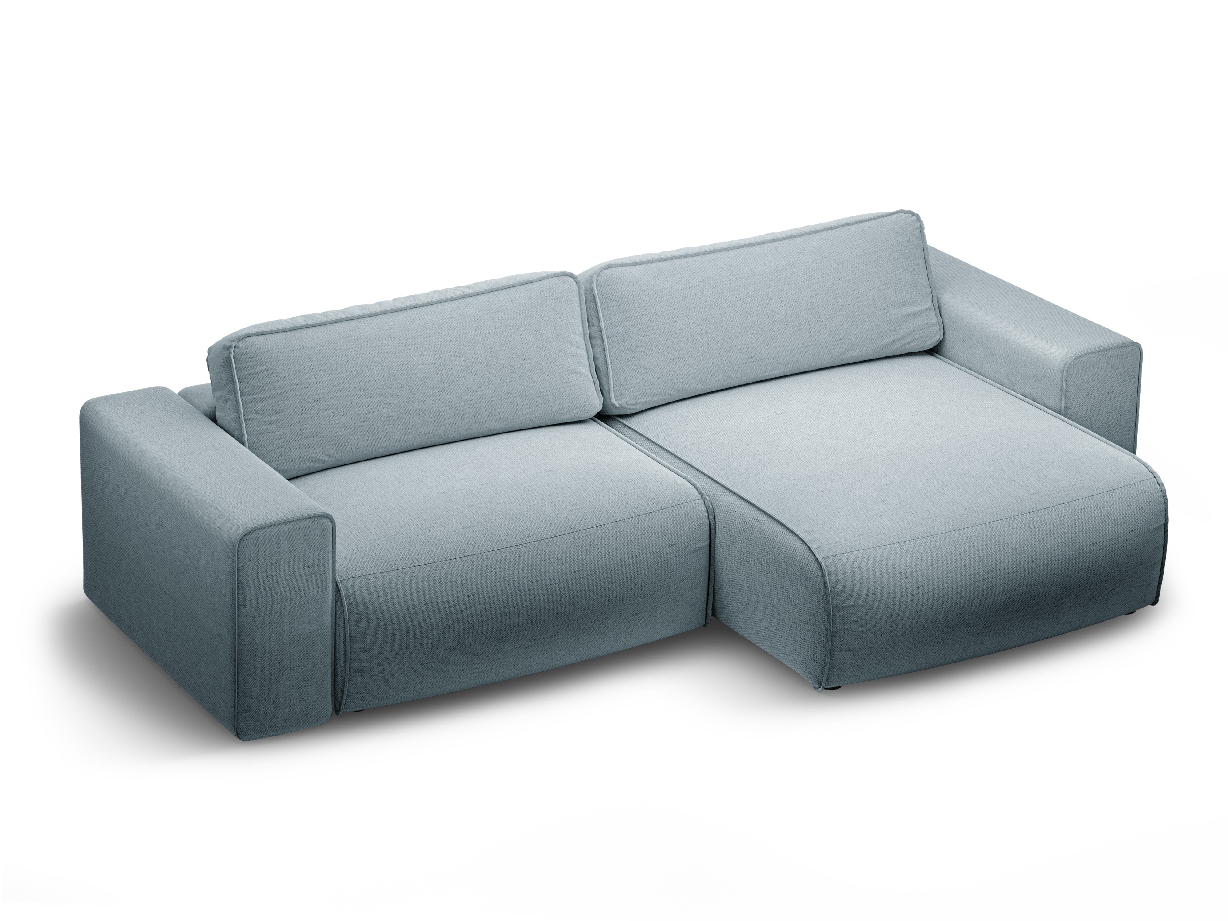 Right-facing 3-seater sofa bed VICTOR light blue chenille