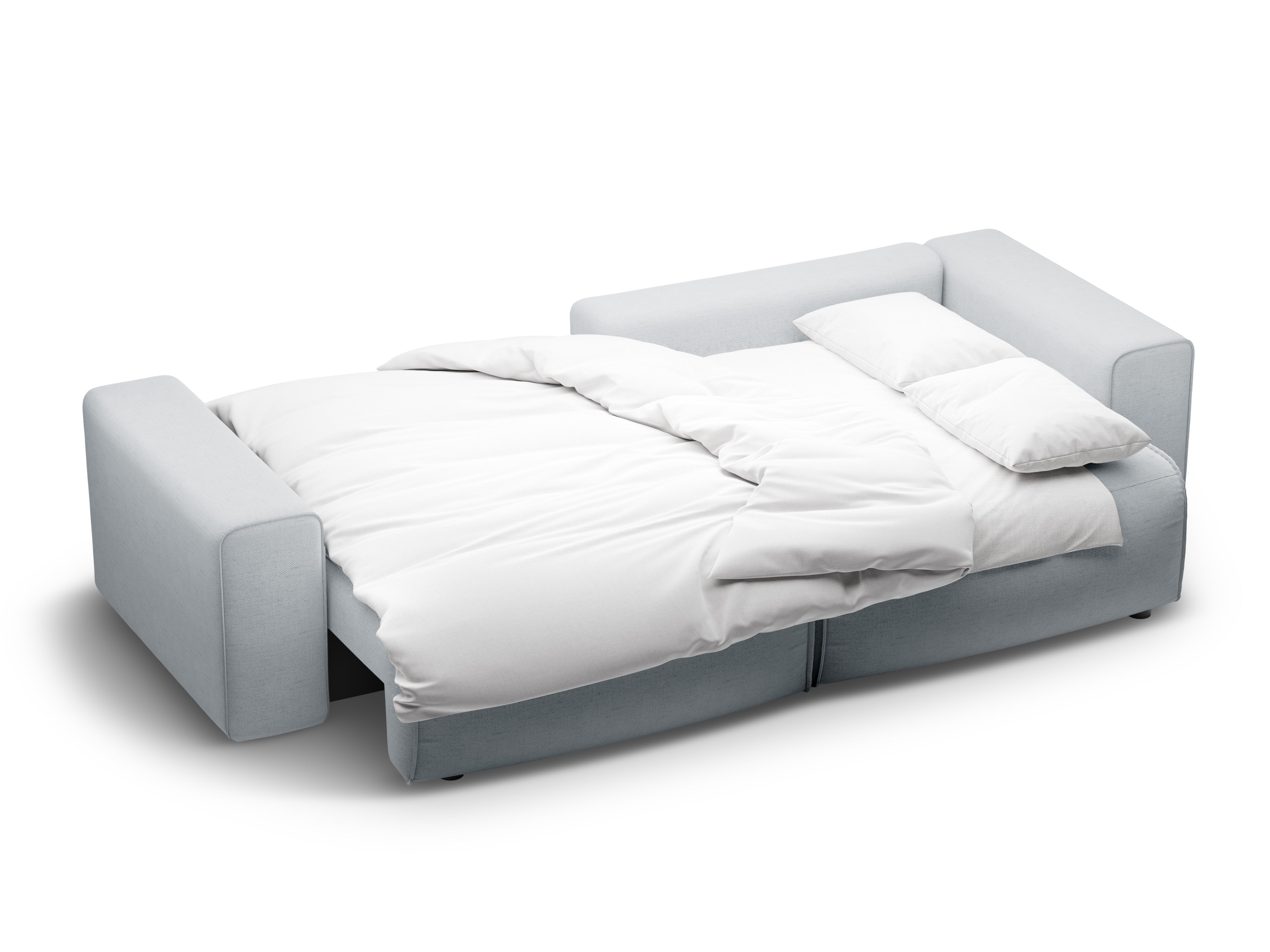 Narożnik prawostronny 3-osobowy z funkcją spania VICTOR jasnoszary szenil