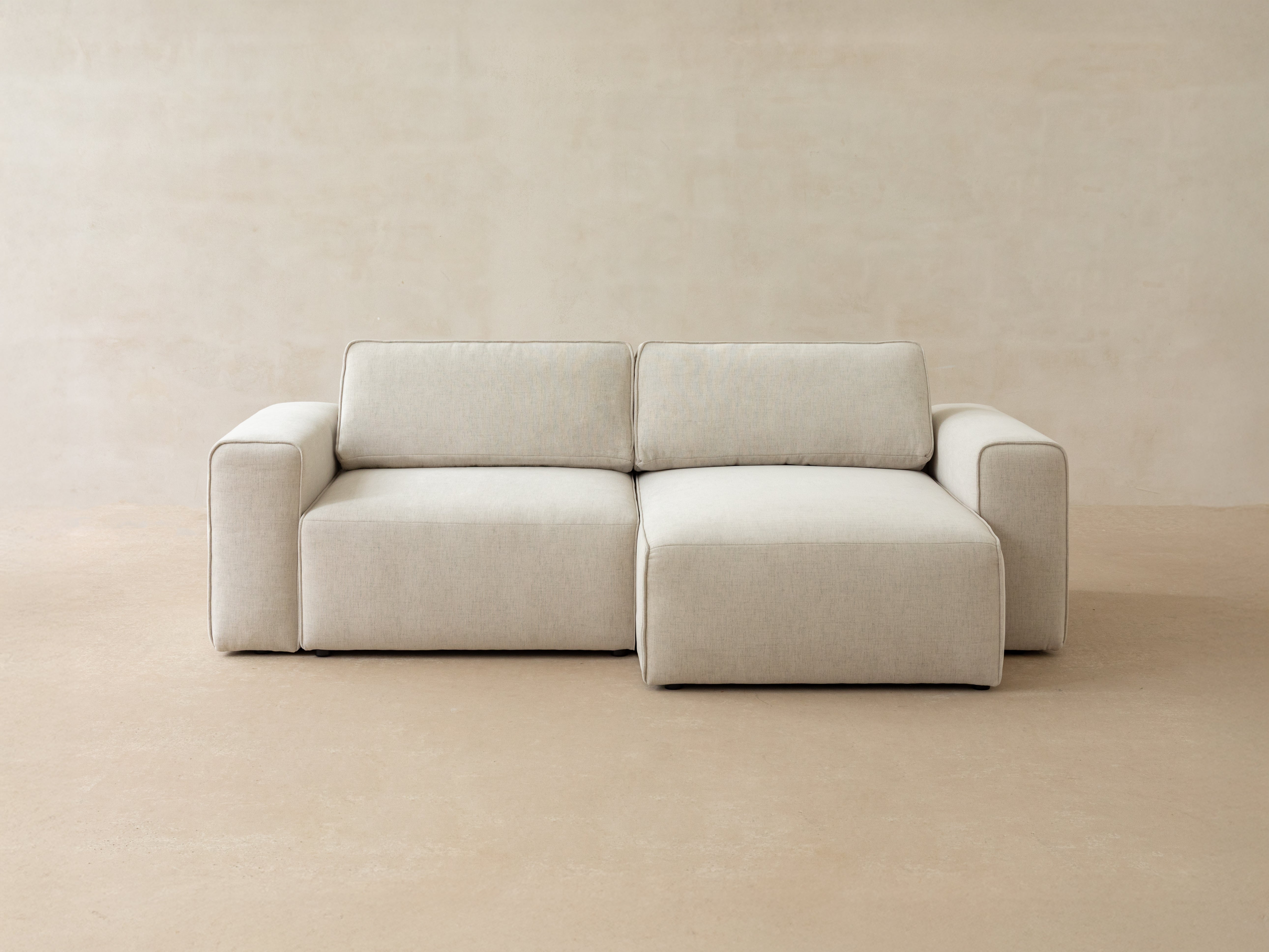 Right-facing velvet corner sofa for 3 people with sleeping function VICTOR beige