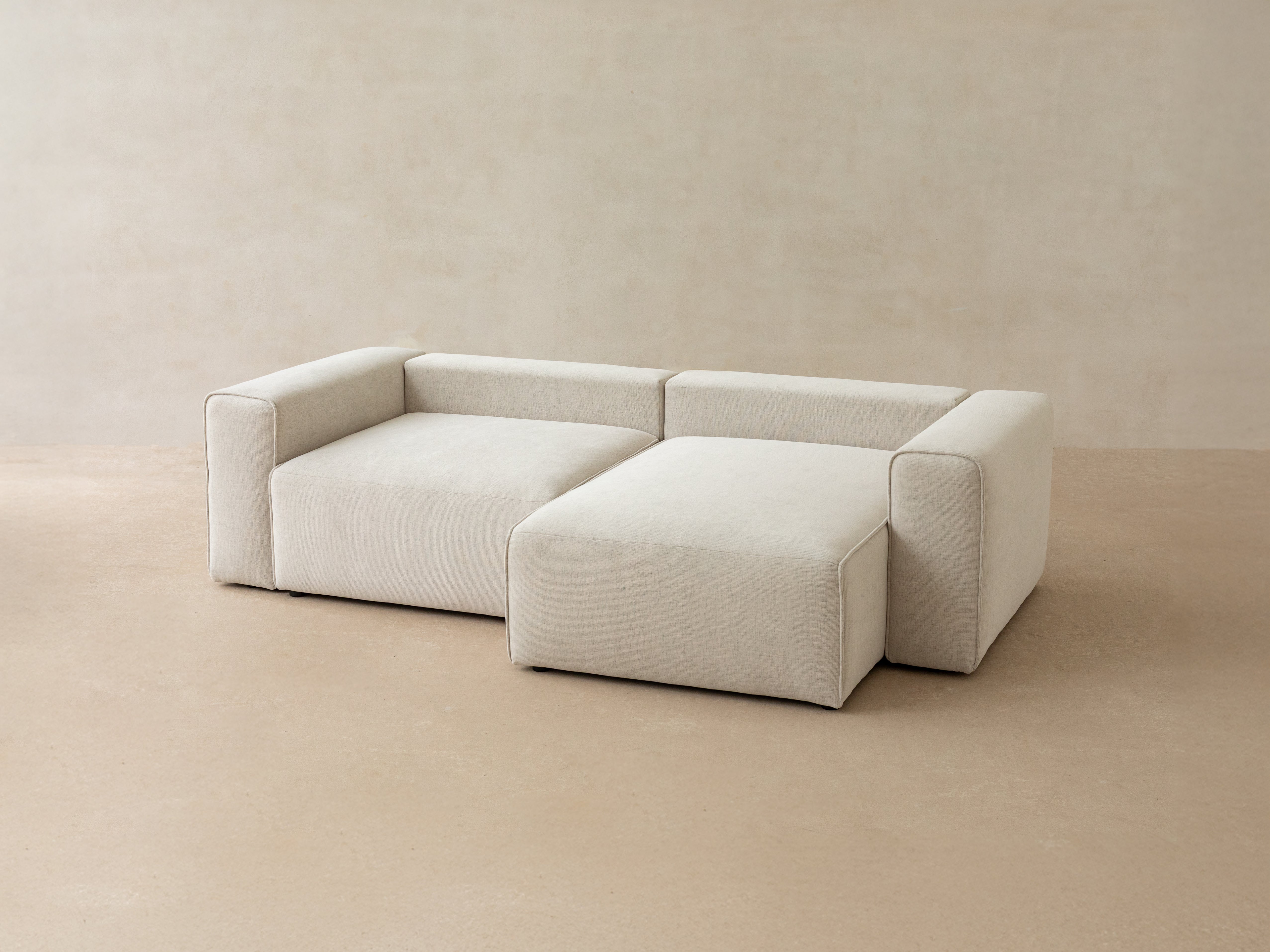 Left-facing velvet corner sofa for 3 people with sleeping function VICTOR beige