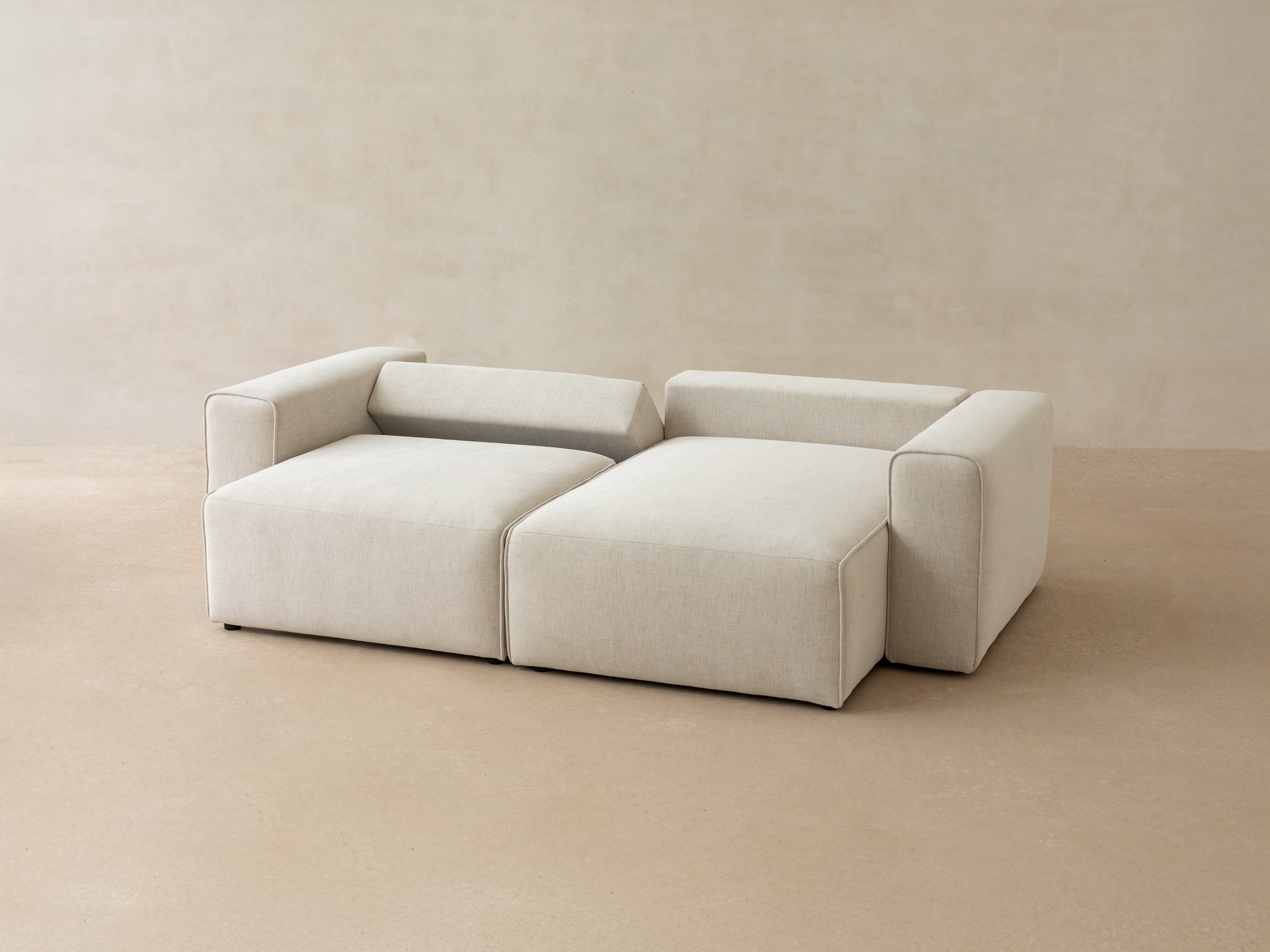 Right-facing velvet corner sofa for 3 people with sleeping function VICTOR beige