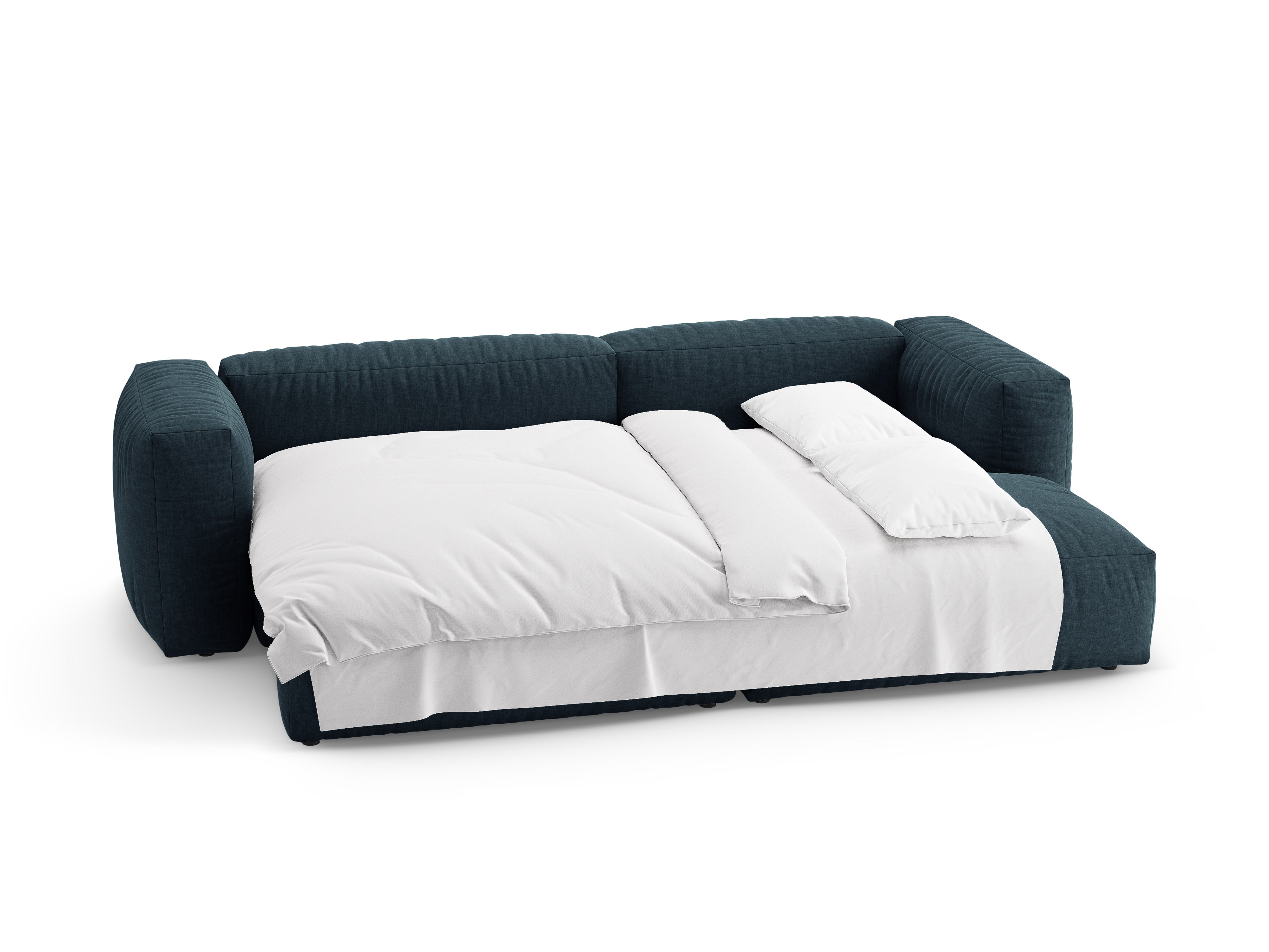 Narożnik prawostronny z funkcją spania MARTINA dżinsowy niebieski