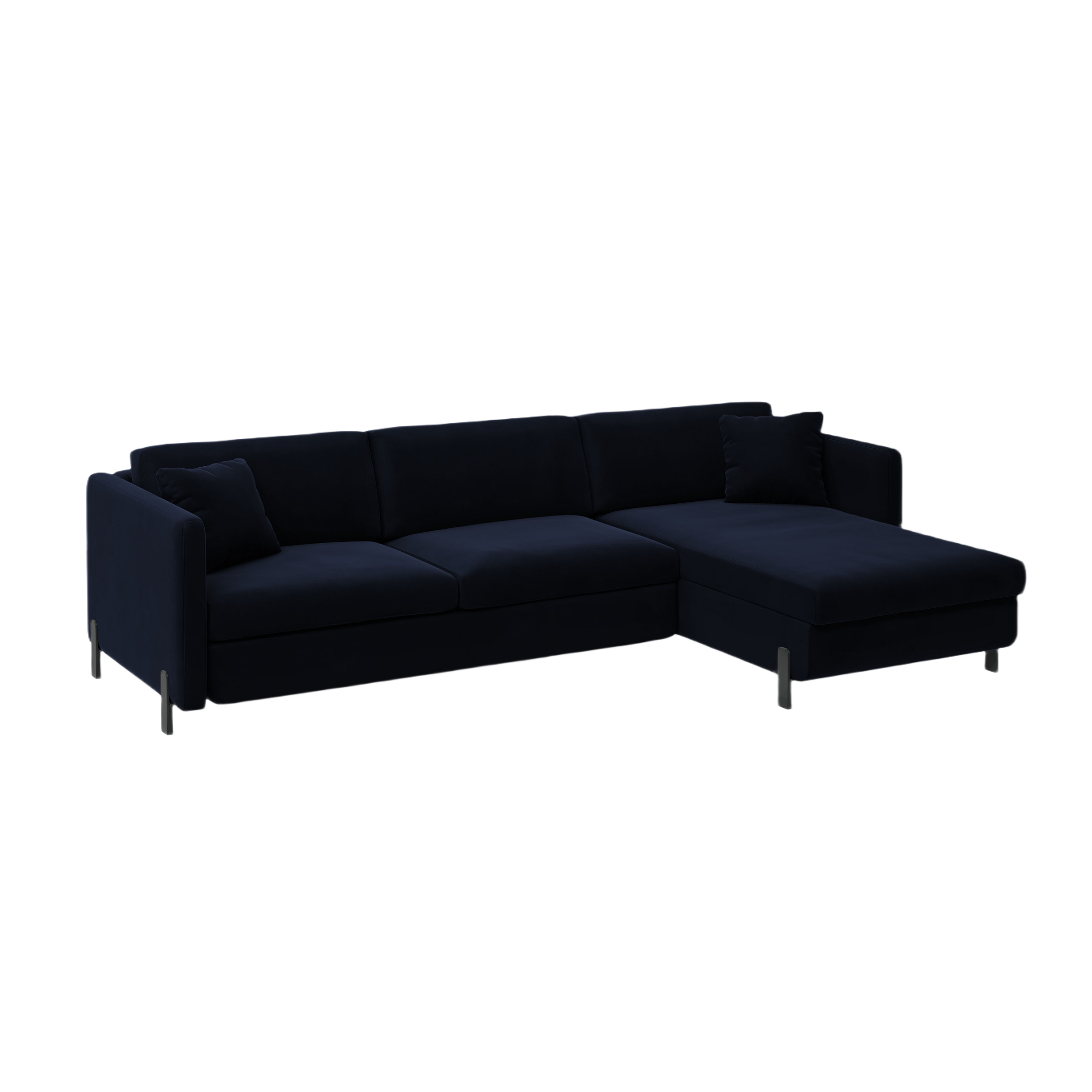 Samtrechte Ecksofa mit Bettfunktion, "Gloria", 5 Sitze, Royal Blue, 280x170x80
In Europa gemacht