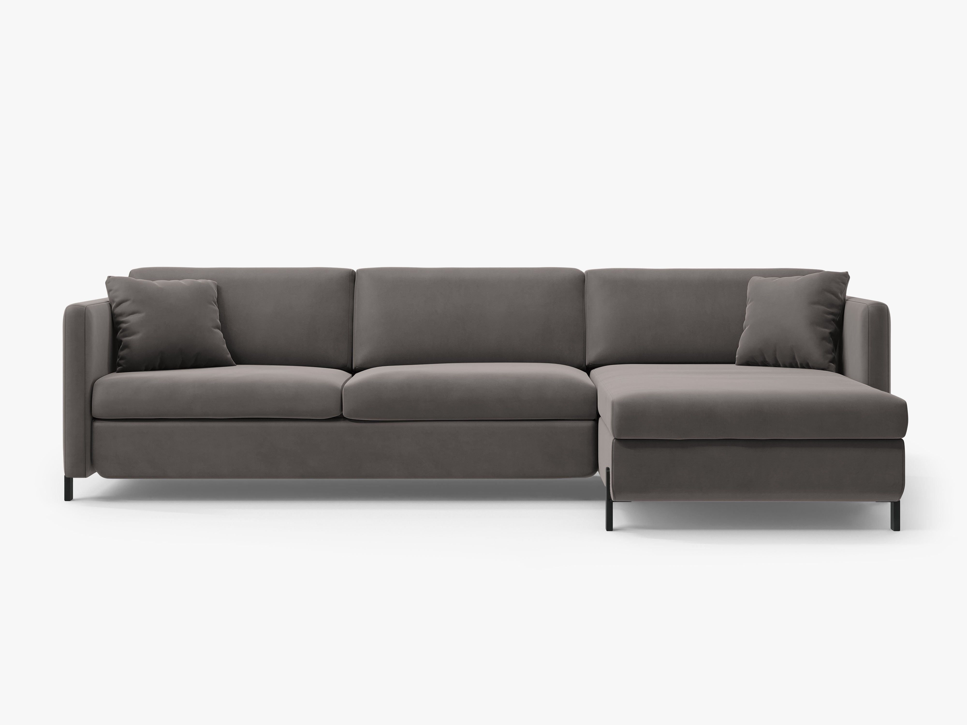 Velvet Right Corner Sofa with Bed Function, "Gloria", 5 Seats, Gray, 280x170x80
Made in Europe