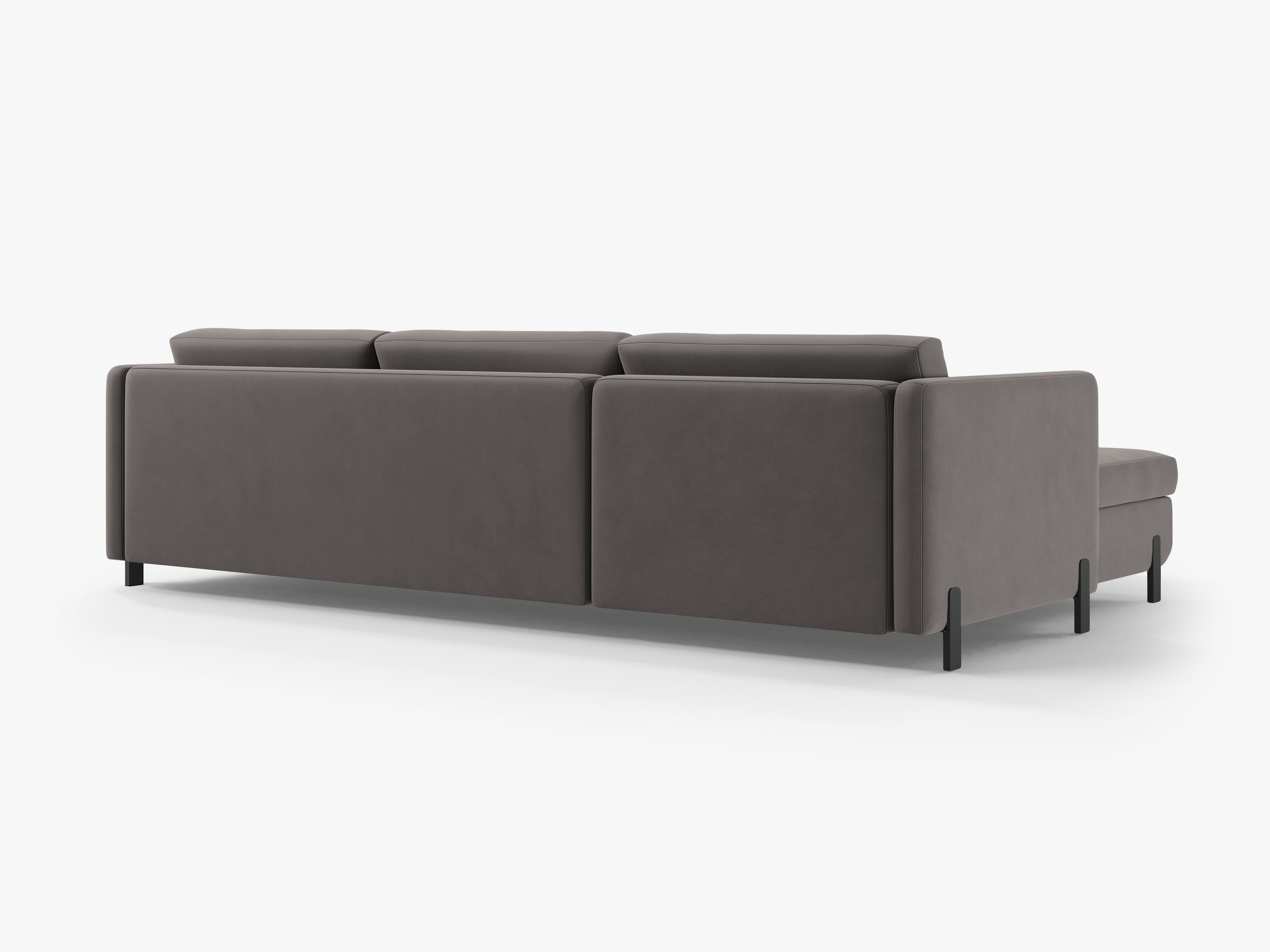 Velvet Right Corner Sofa with Bed Function, "Gloria", 5 Seats, Gray, 280x170x80
Made in Europe