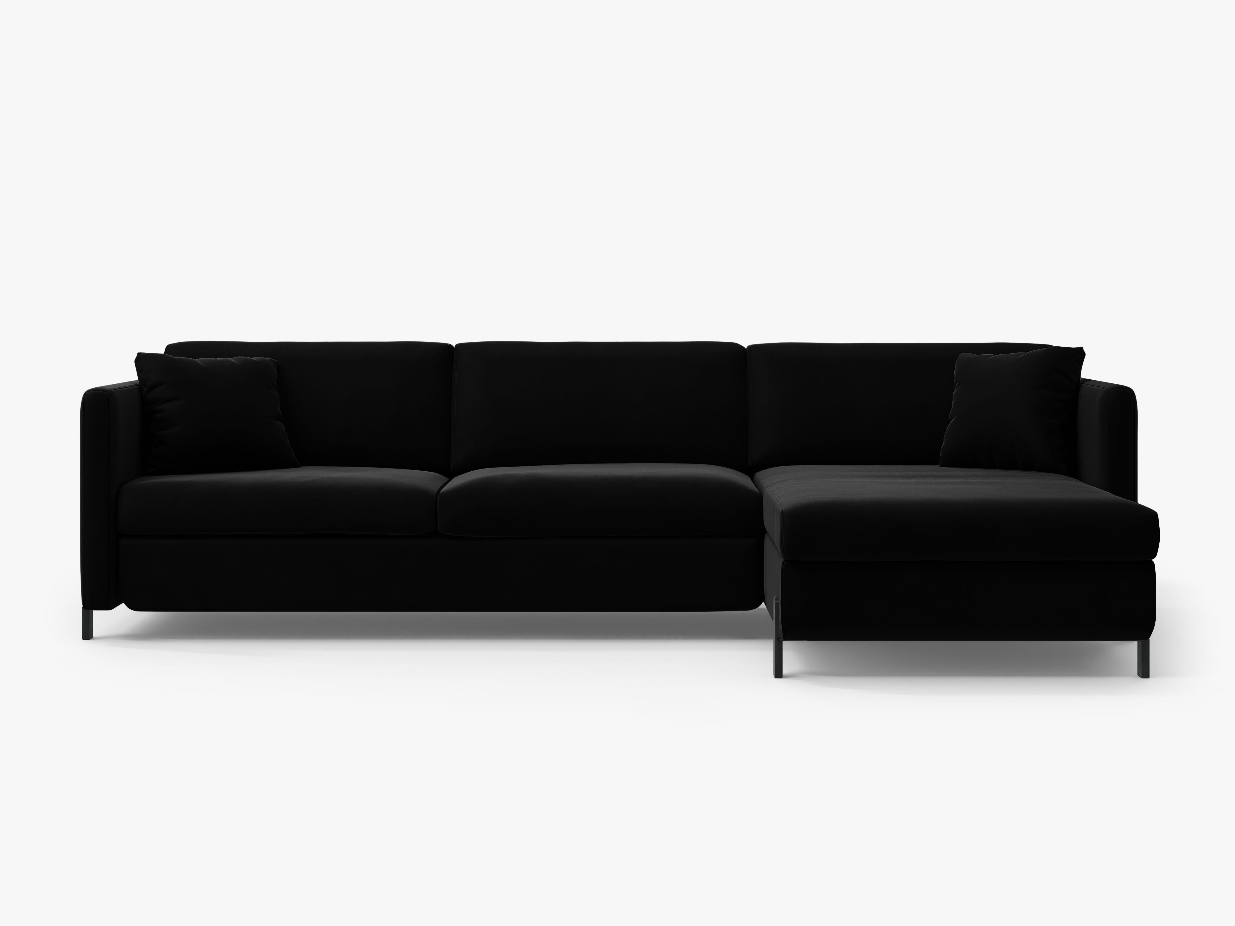 Samtrechte Ecksofa mit Bettfunktion, "Gloria", 5 Sitze, schwarz, 280x170x80
In Europa gemacht
