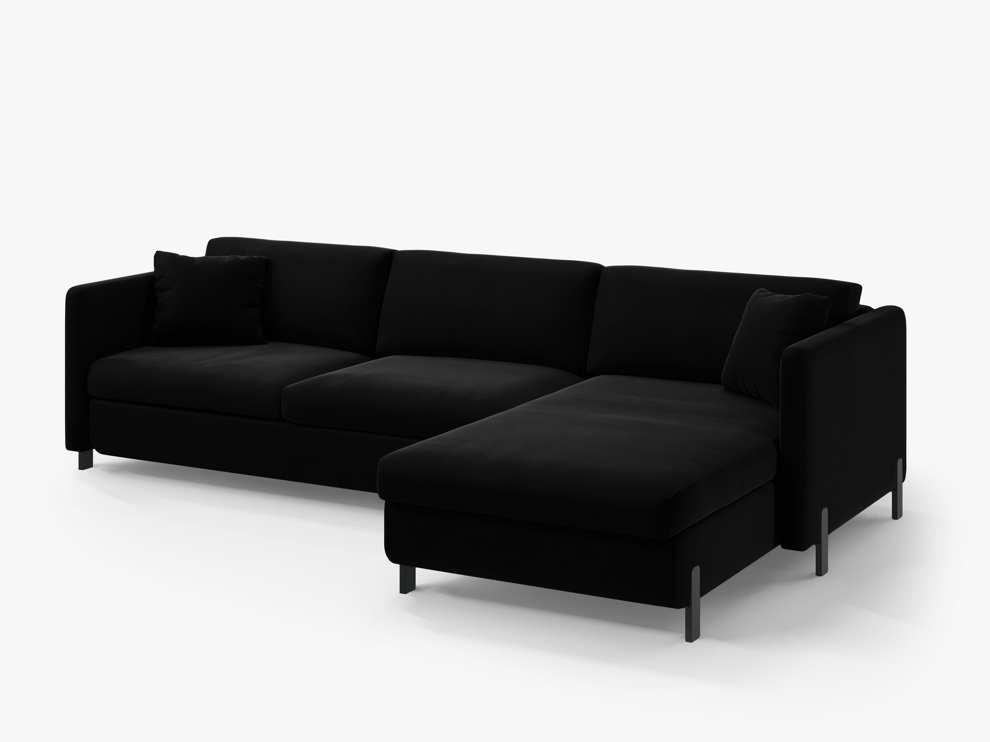 Samtrechte Ecksofa mit Bettfunktion, "Gloria", 5 Sitze, schwarz, 280x170x80
In Europa gemacht