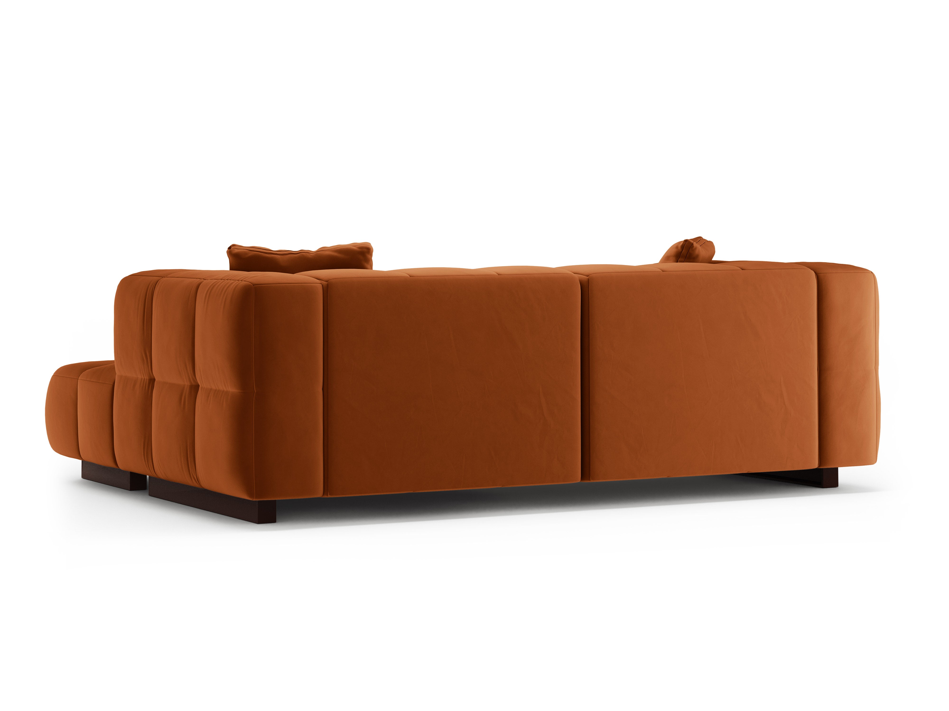 Samt-Ecksofa rechts mit Schlaffunktion PUMA terrakotta