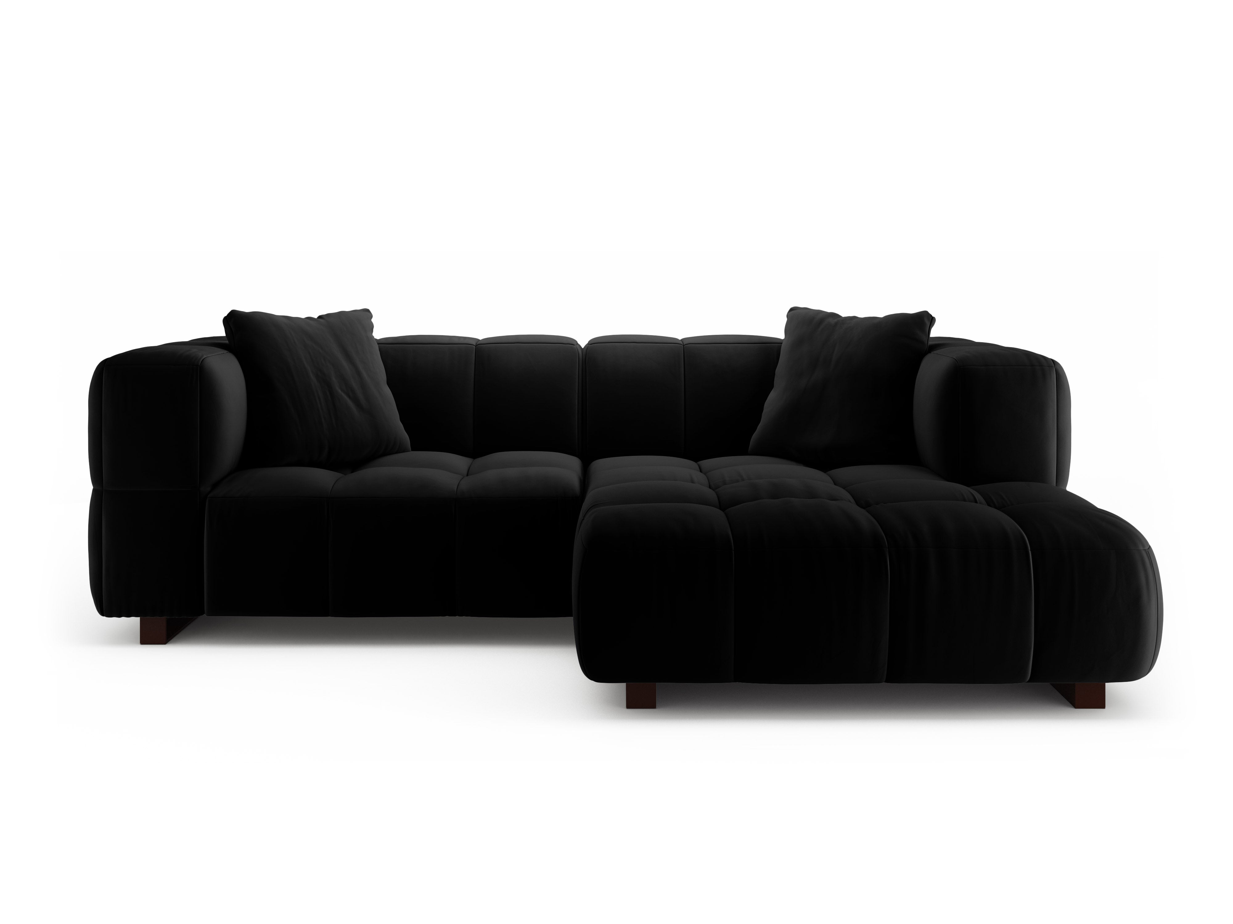 Black velvet right-facing corner sofa bed PUMA