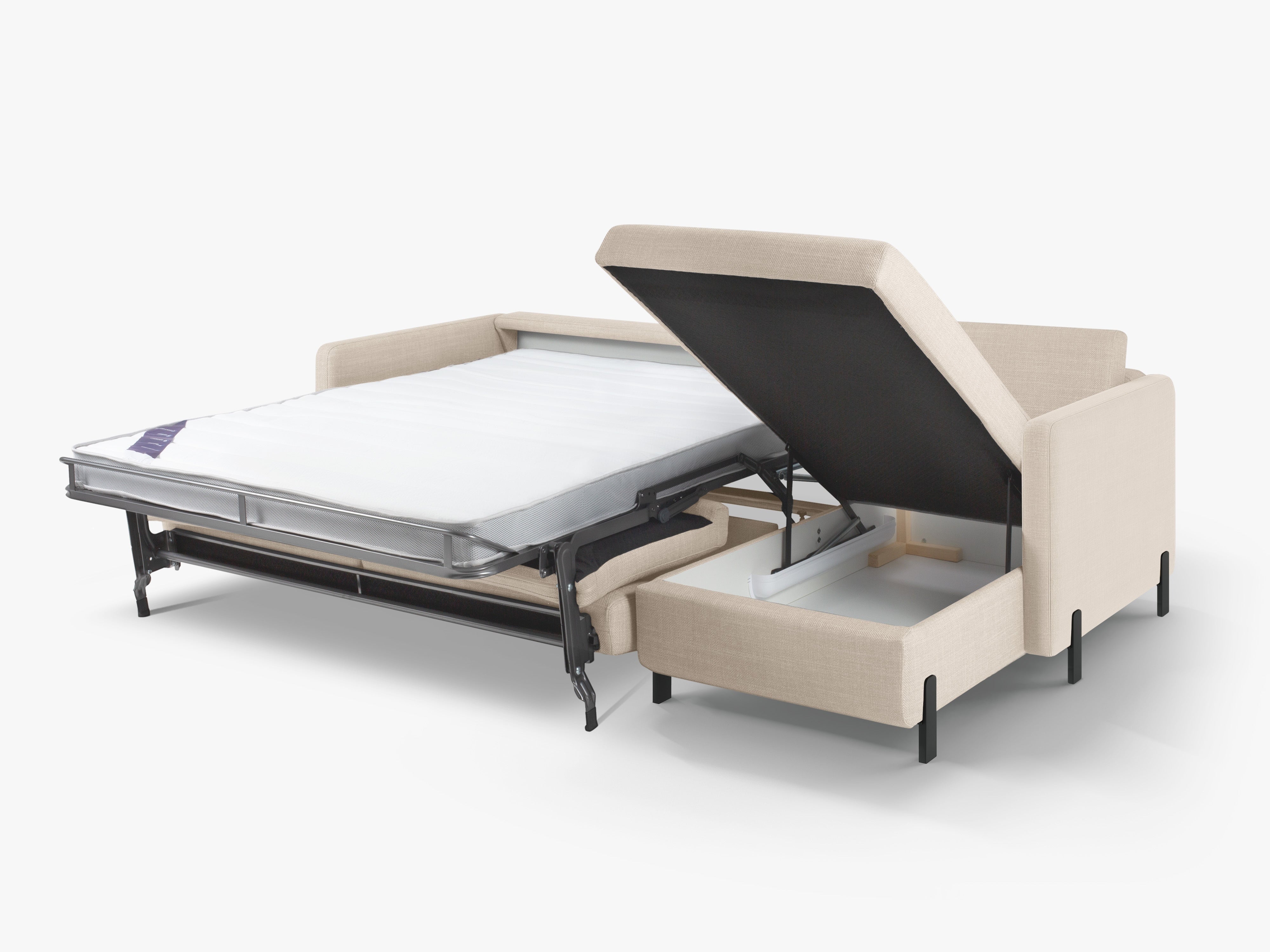 Rechte Ecke -Sofa mit Bettfunktion und Box, "Gloria", 4 Sitze, Beige, 260x170x80
In Europa gemacht
