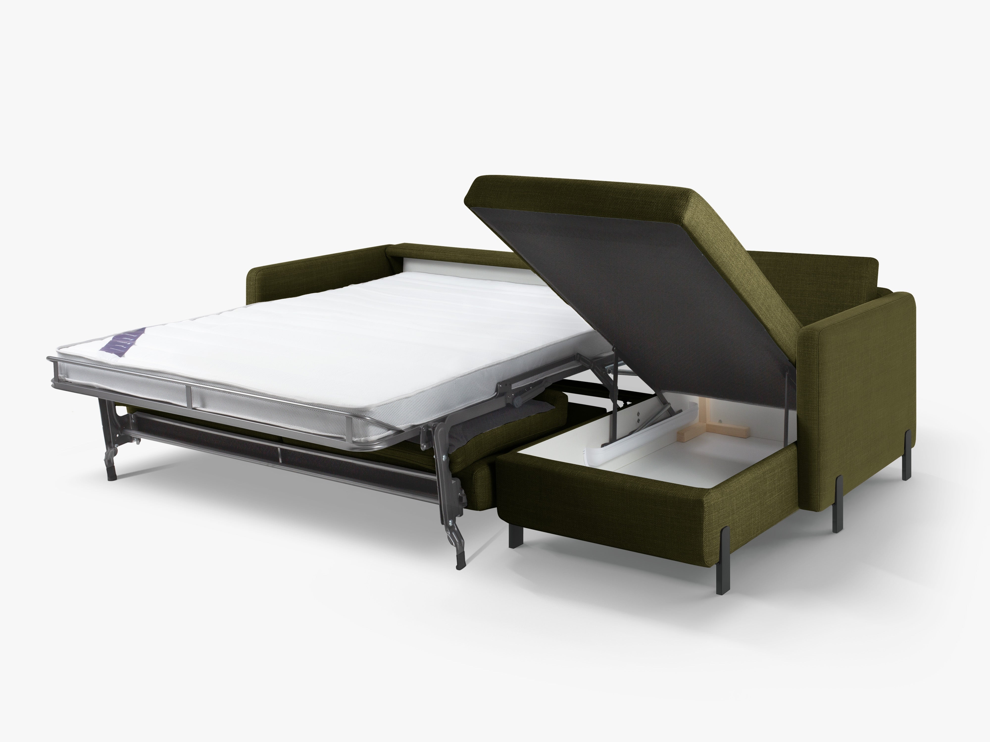 Rechte Ecksofa mit Bettfunktion und Box, "Gloria", 4 Sitze, Grün, 260x170x80
In Europa gemacht