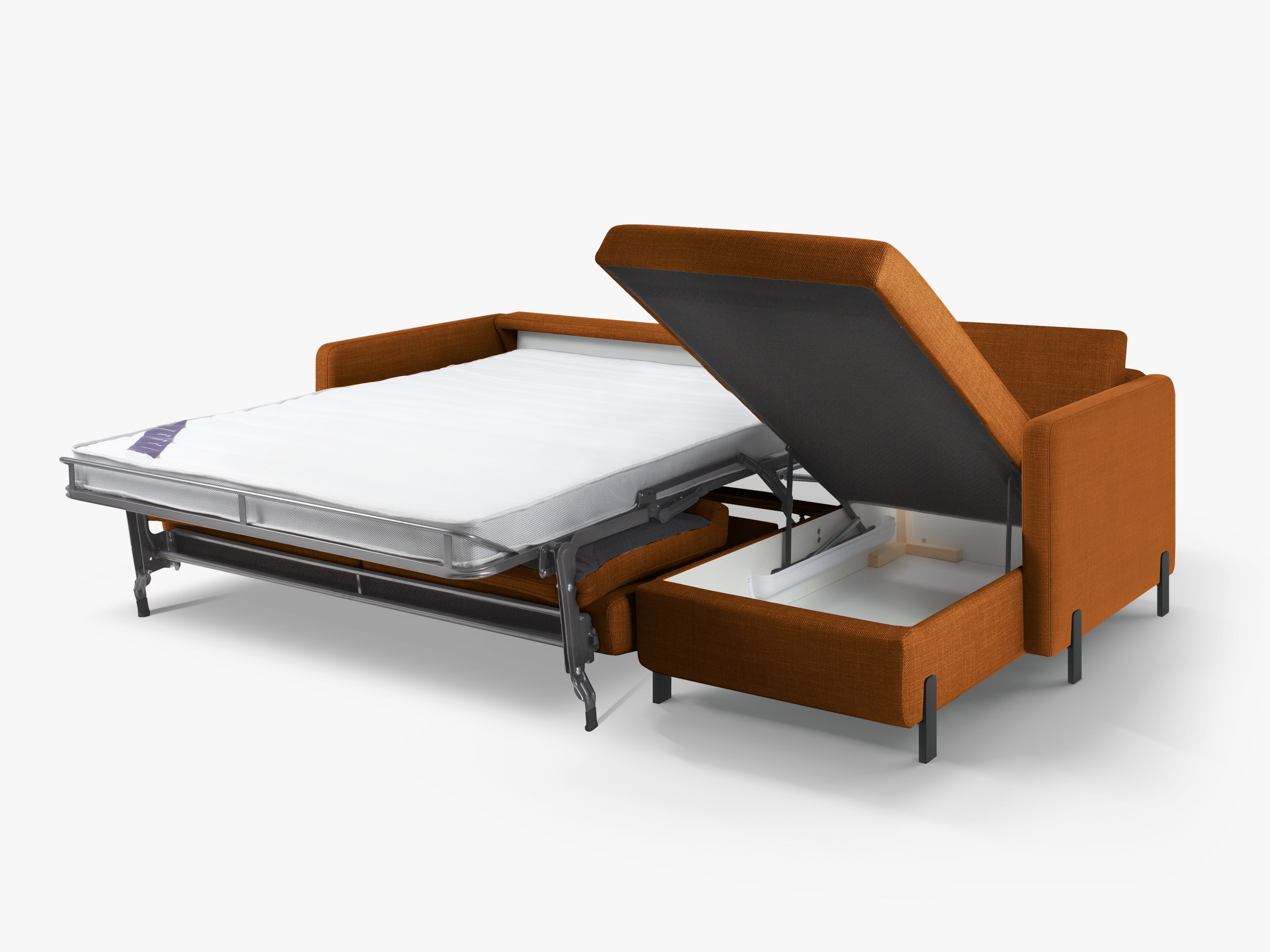 Rechte Ecksofa mit Bettfunktion und Box, "Gloria", 4 Sitze, Ziegel, 260x170x80
In Europa gemacht