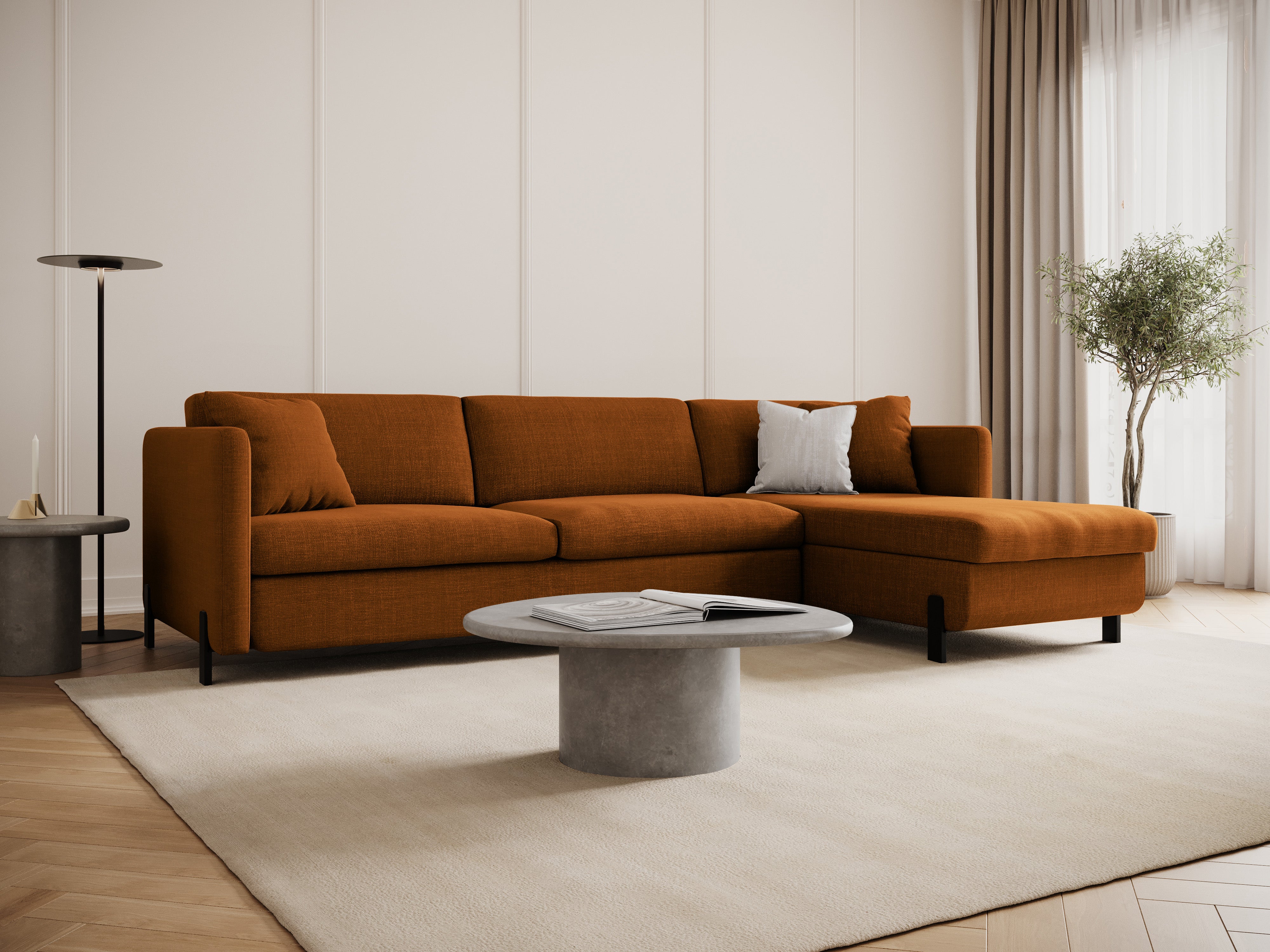 Rechte Ecksofa mit Bettfunktion und Box, "Gloria", 4 Sitze, Ziegel, 260x170x80
In Europa gemacht