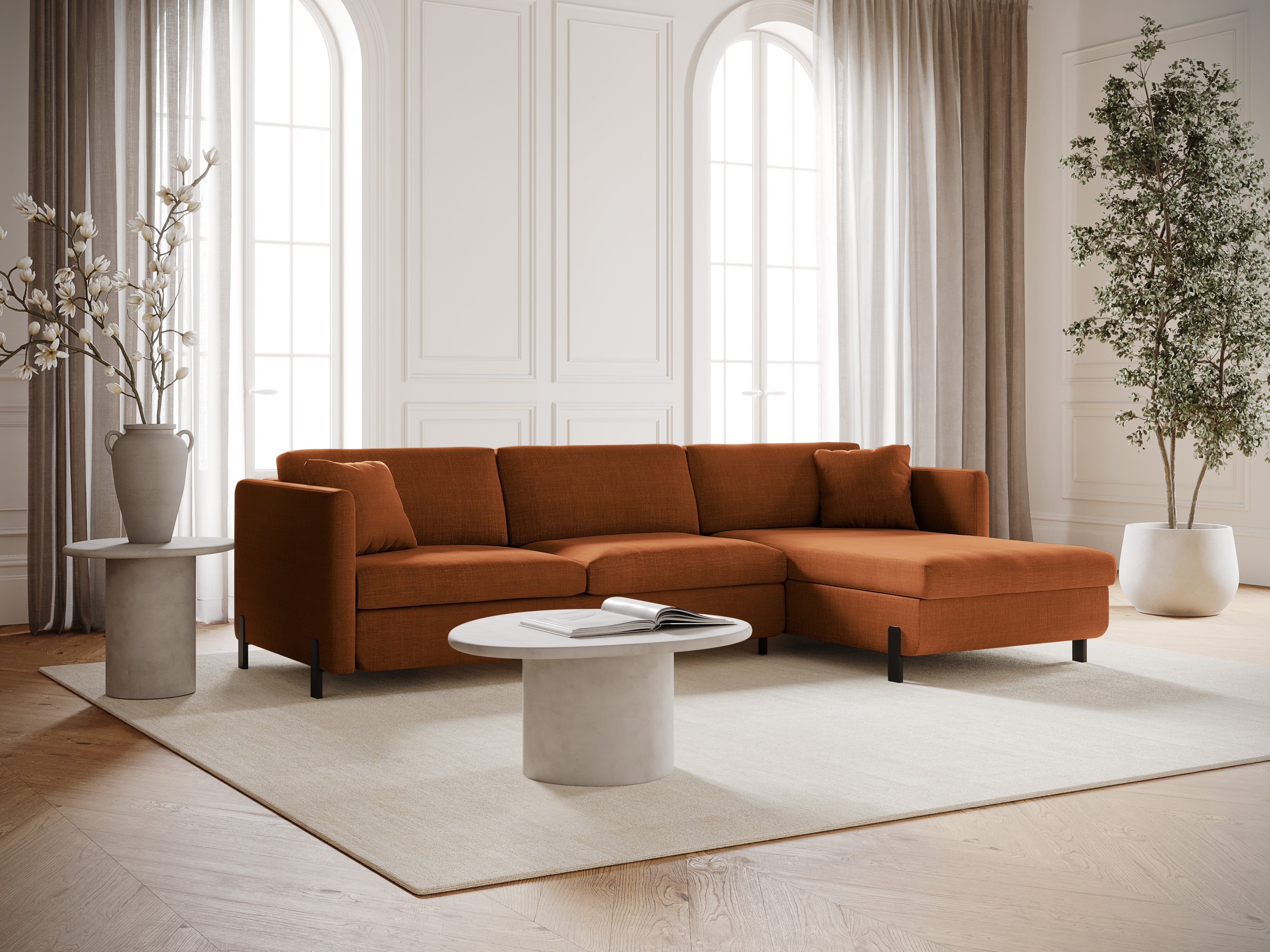 Rechte Ecksofa mit Bettfunktion und Box, "Gloria", 4 Sitze, Ziegel, 260x170x80
In Europa gemacht