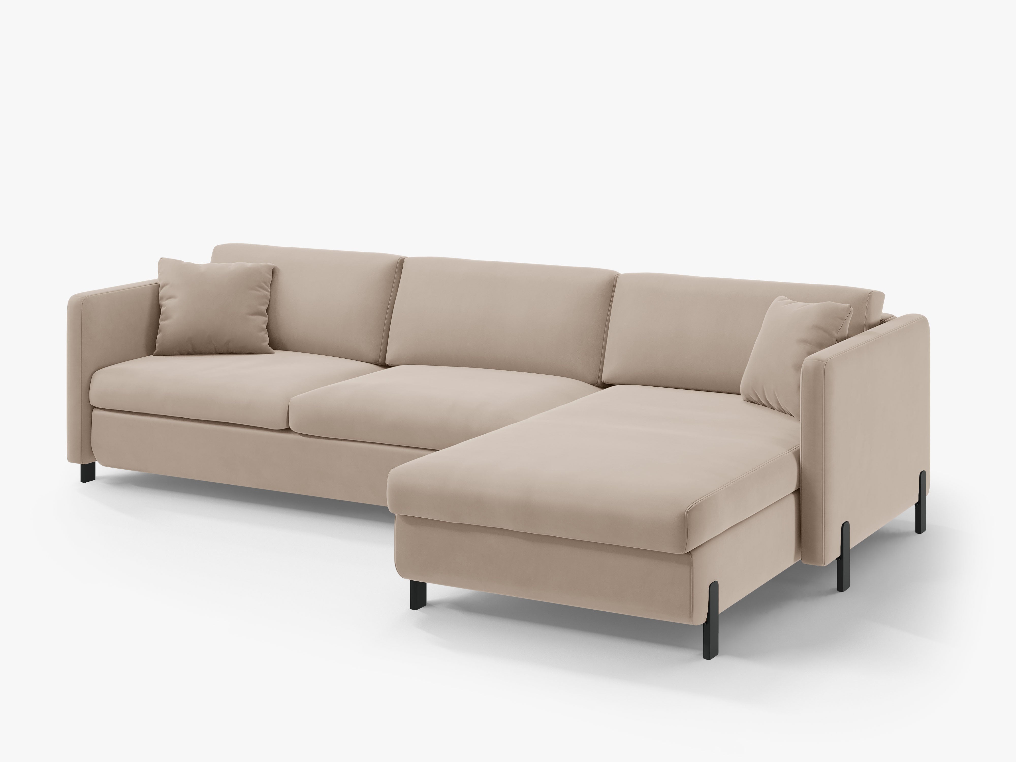 Samtrechter Ecksofa mit Bettfunktion, "Gloria", 4 Sitze, Beige, 260x170x80
In Europa gemacht