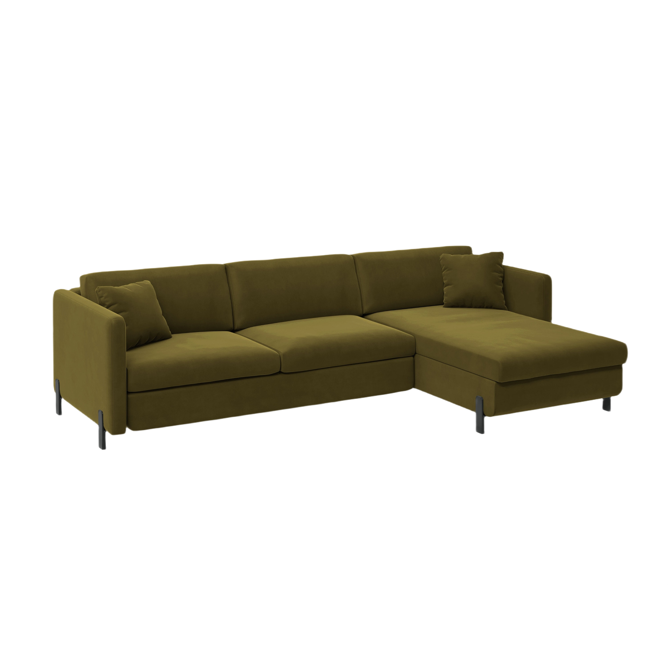Samtrechter Ecksofa mit Bettfunktion, "Gloria", 4 Sitze, grün, 260x170x80
In Europa gemacht