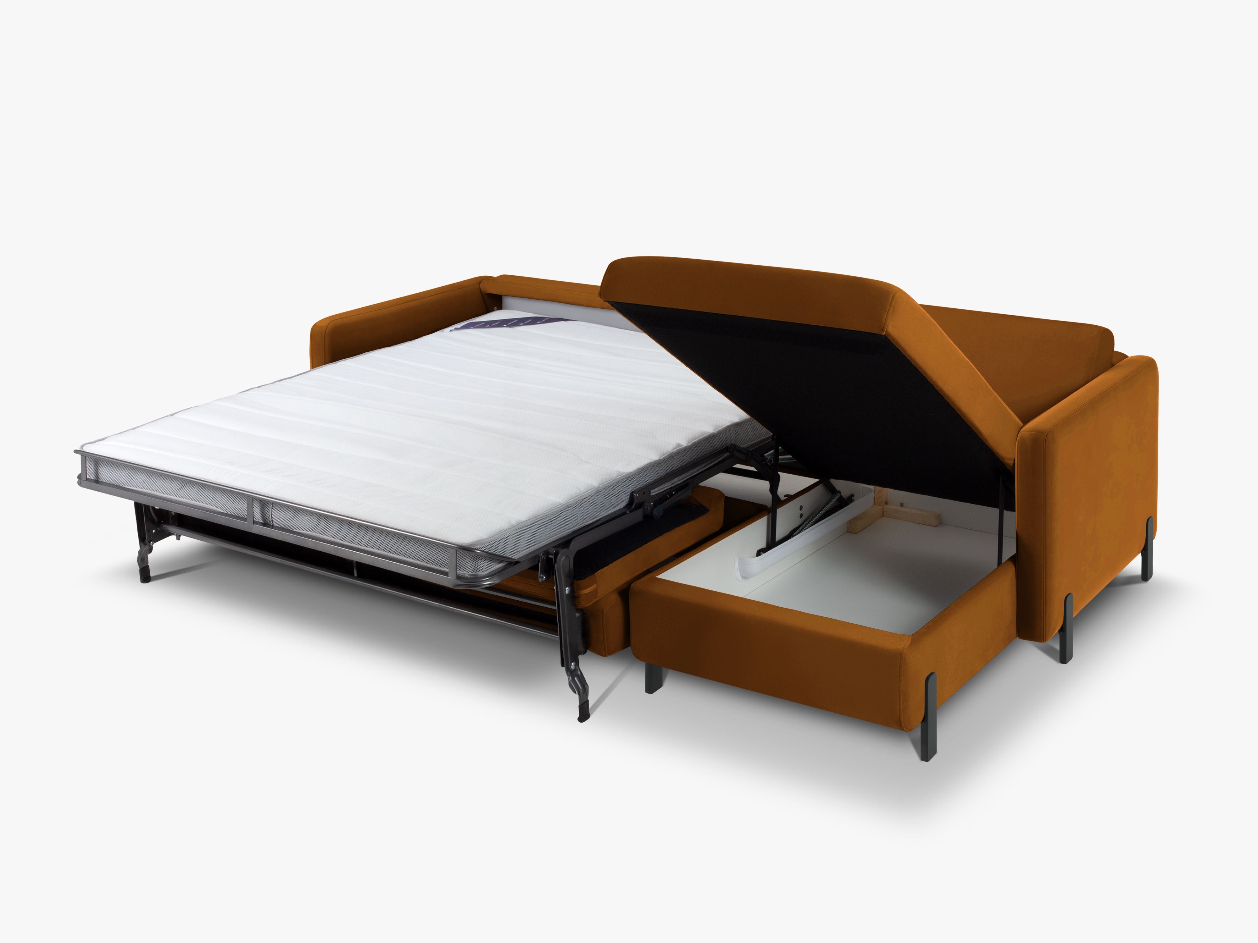 Samtrechter Ecksofa mit Bettfunktion, "Gloria", 4 Sitze, braun, 260x170x80
In Europa gemacht