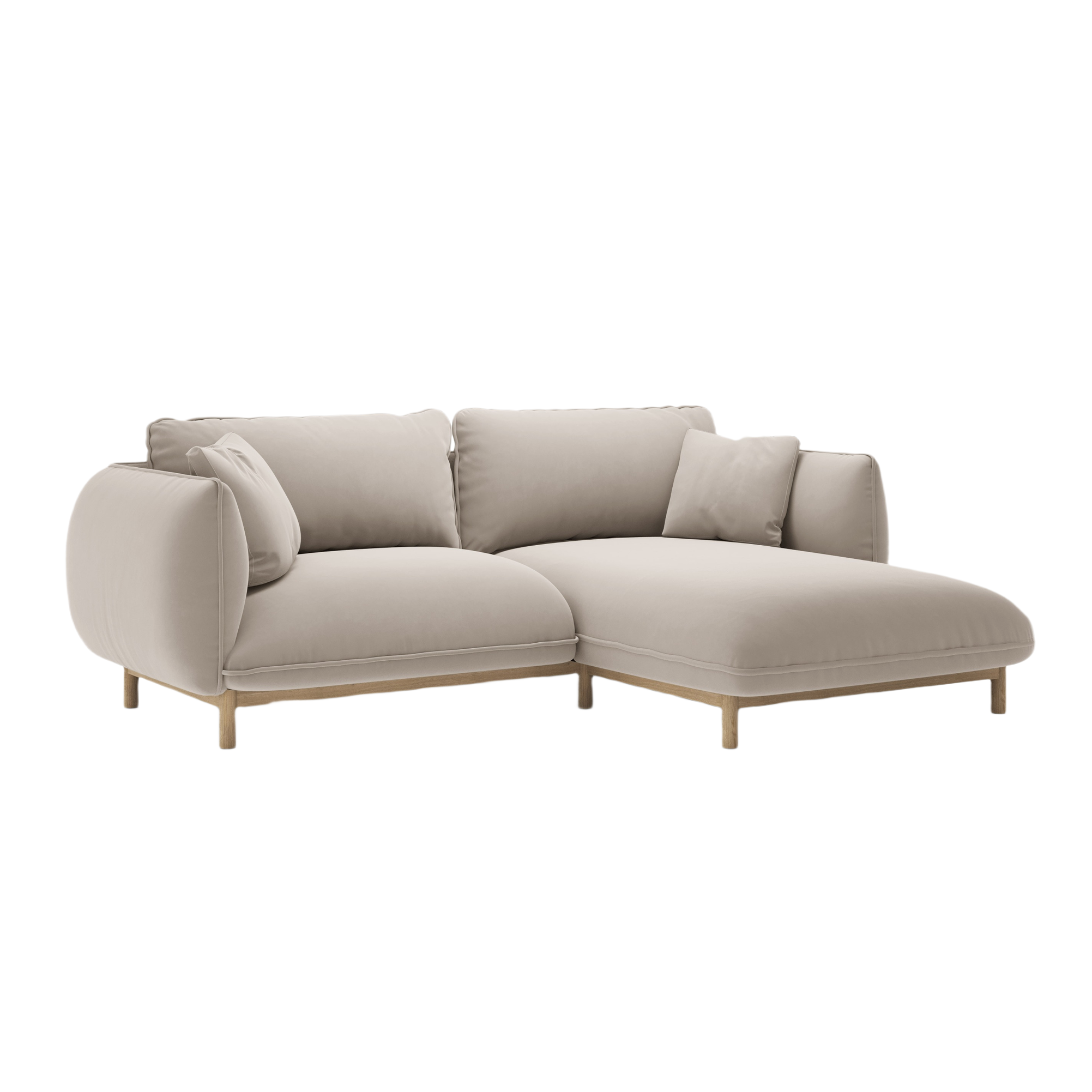 Samt-Ecksofa rechts ADA hellbeige