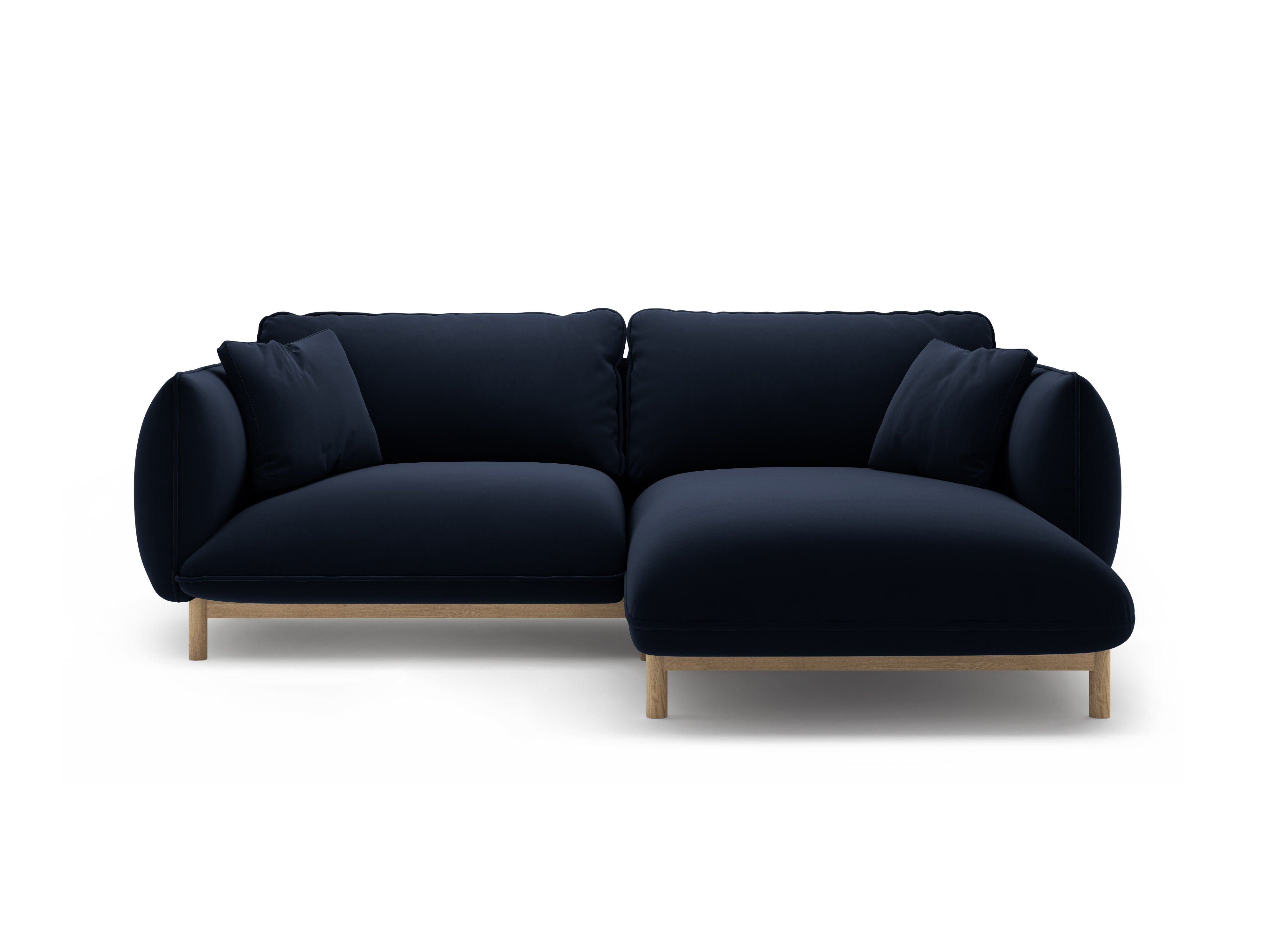Right-facing velvet corner sofa ADA royal blue