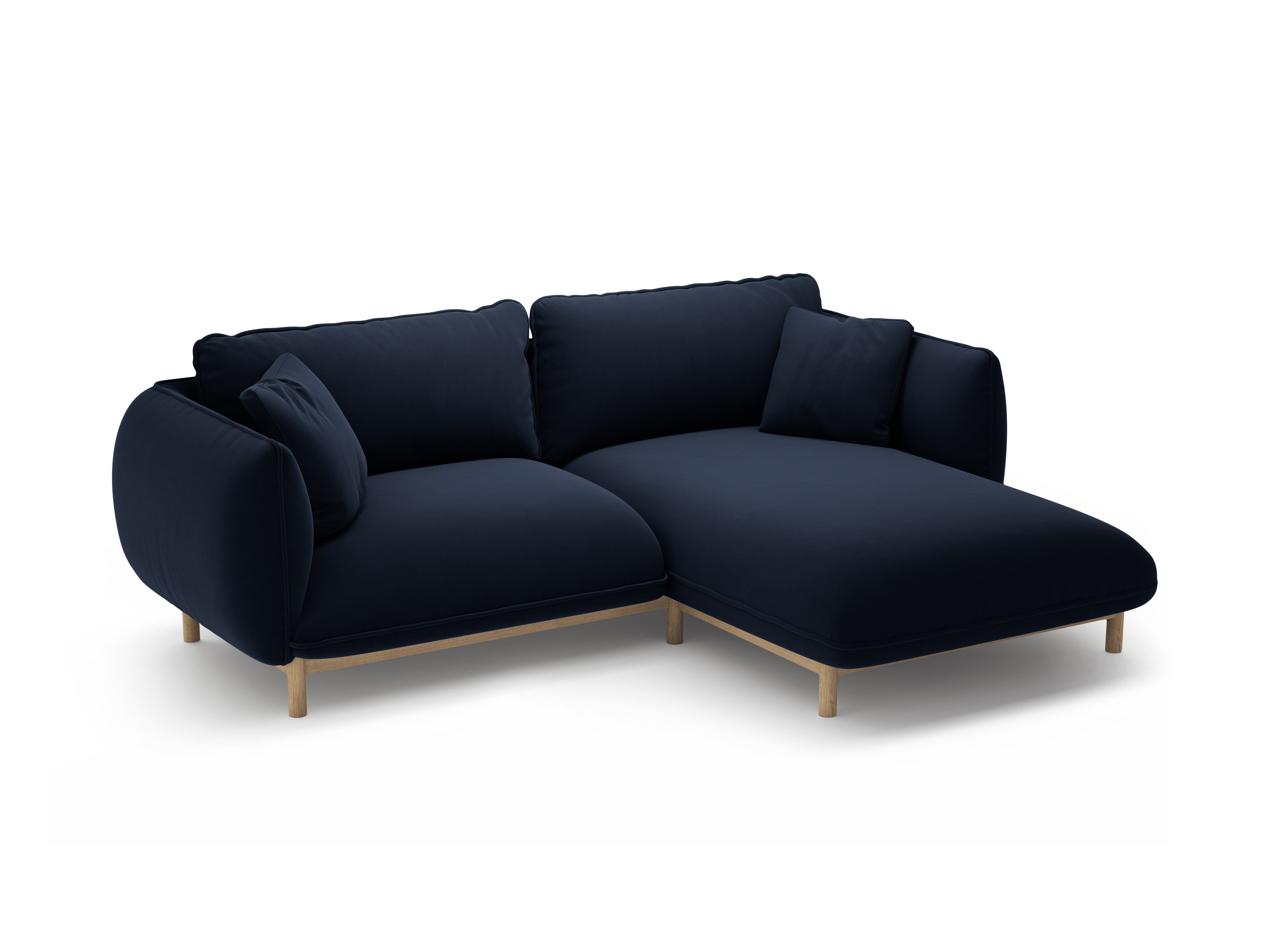 Right-facing velvet corner sofa ADA royal blue