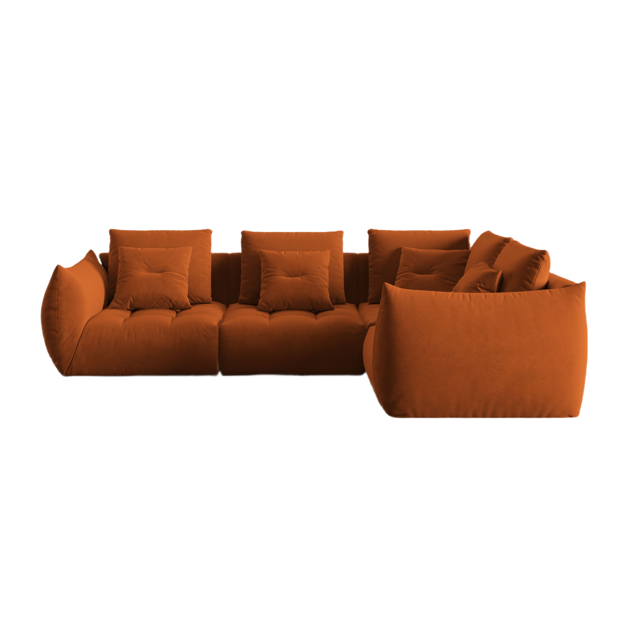 Narożnik aksamitny modułowy 3-osobowy prawostronny BLOOM terracotta