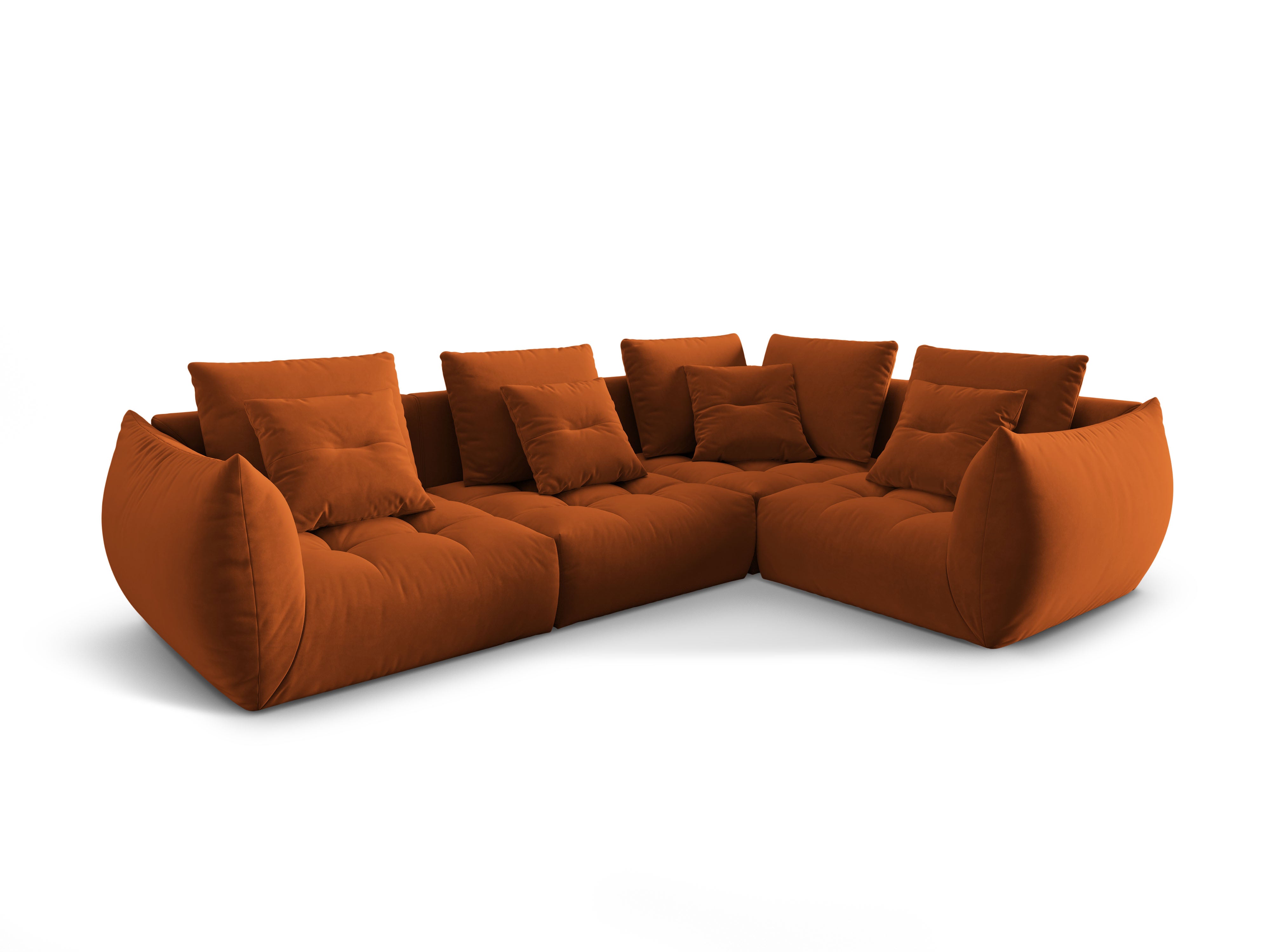 Narożnik aksamitny modułowy 3-osobowy prawostronny BLOOM terracotta