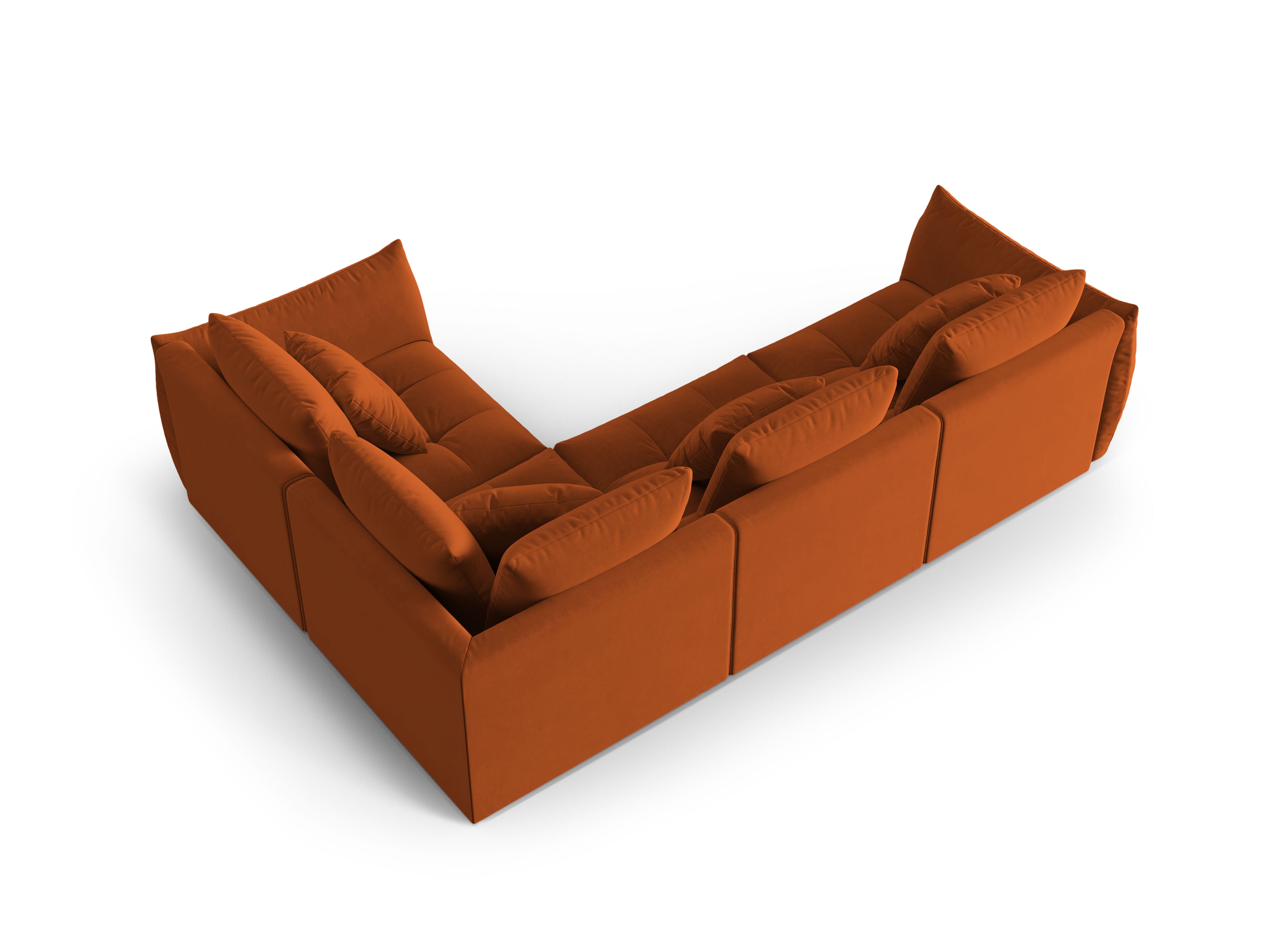 Narożnik aksamitny modułowy 3-osobowy prawostronny BLOOM terracotta