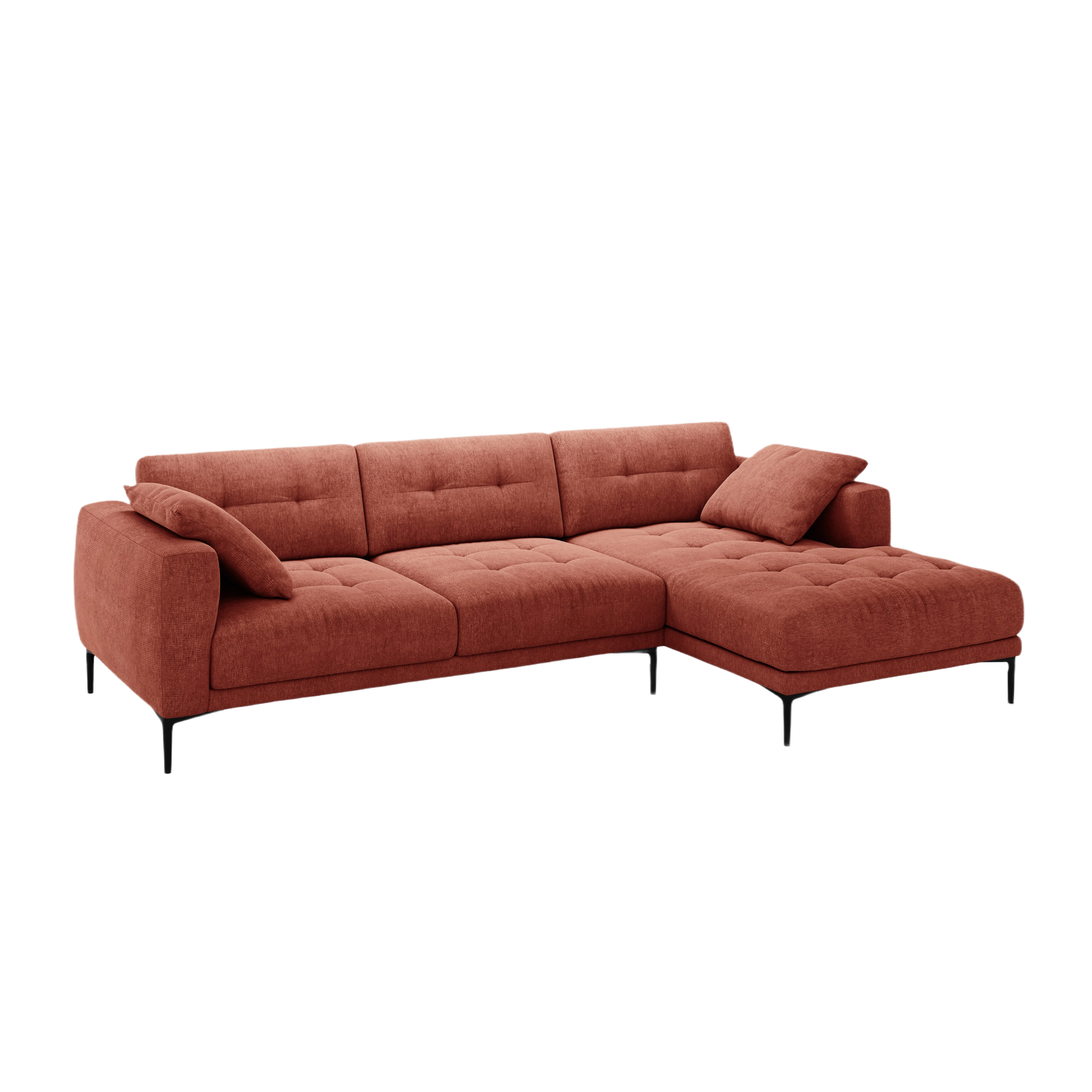 Right-sided corner sofa BEMY coral chenille