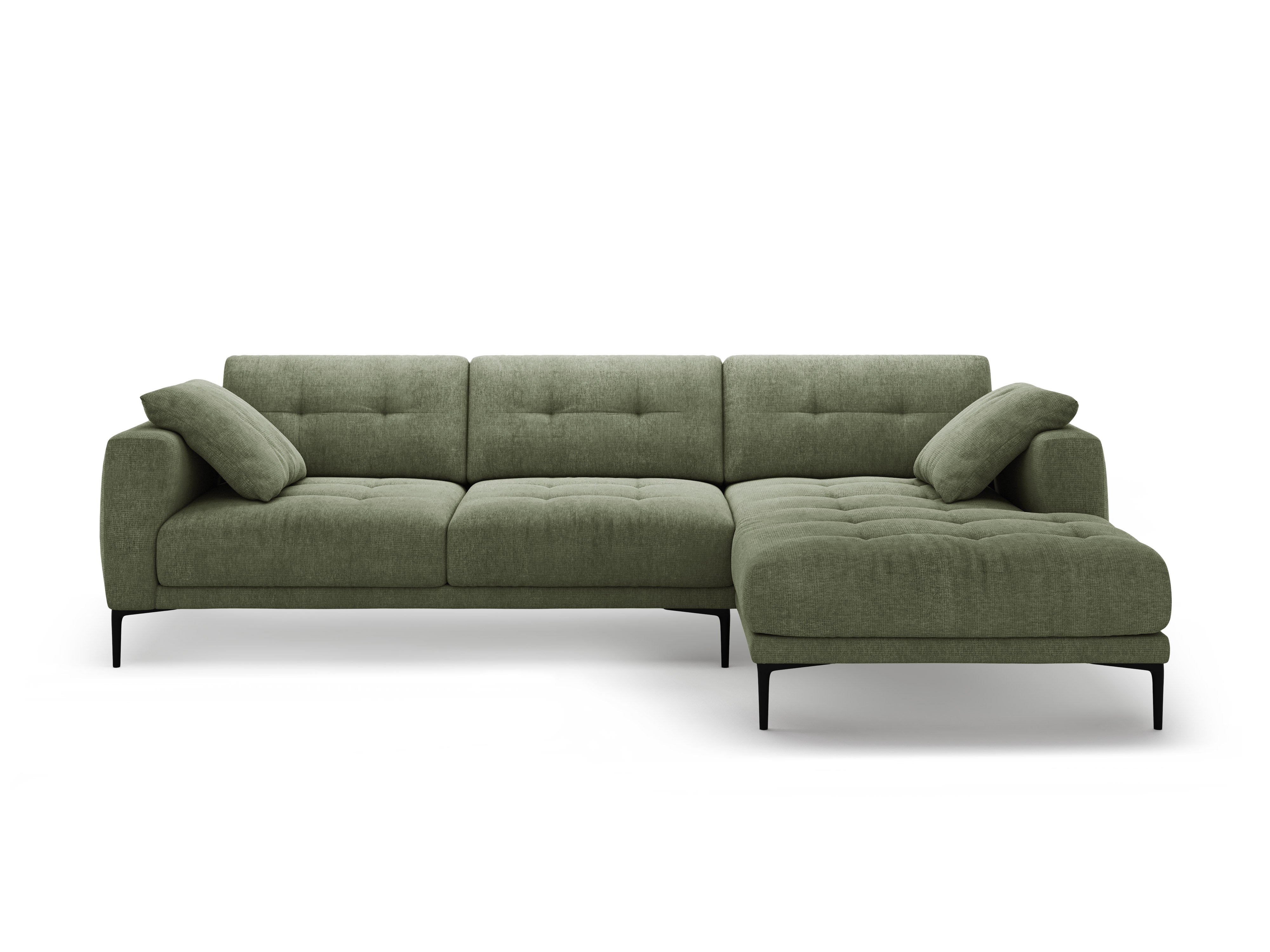 Right-sided corner sofa BEMY olive chenille