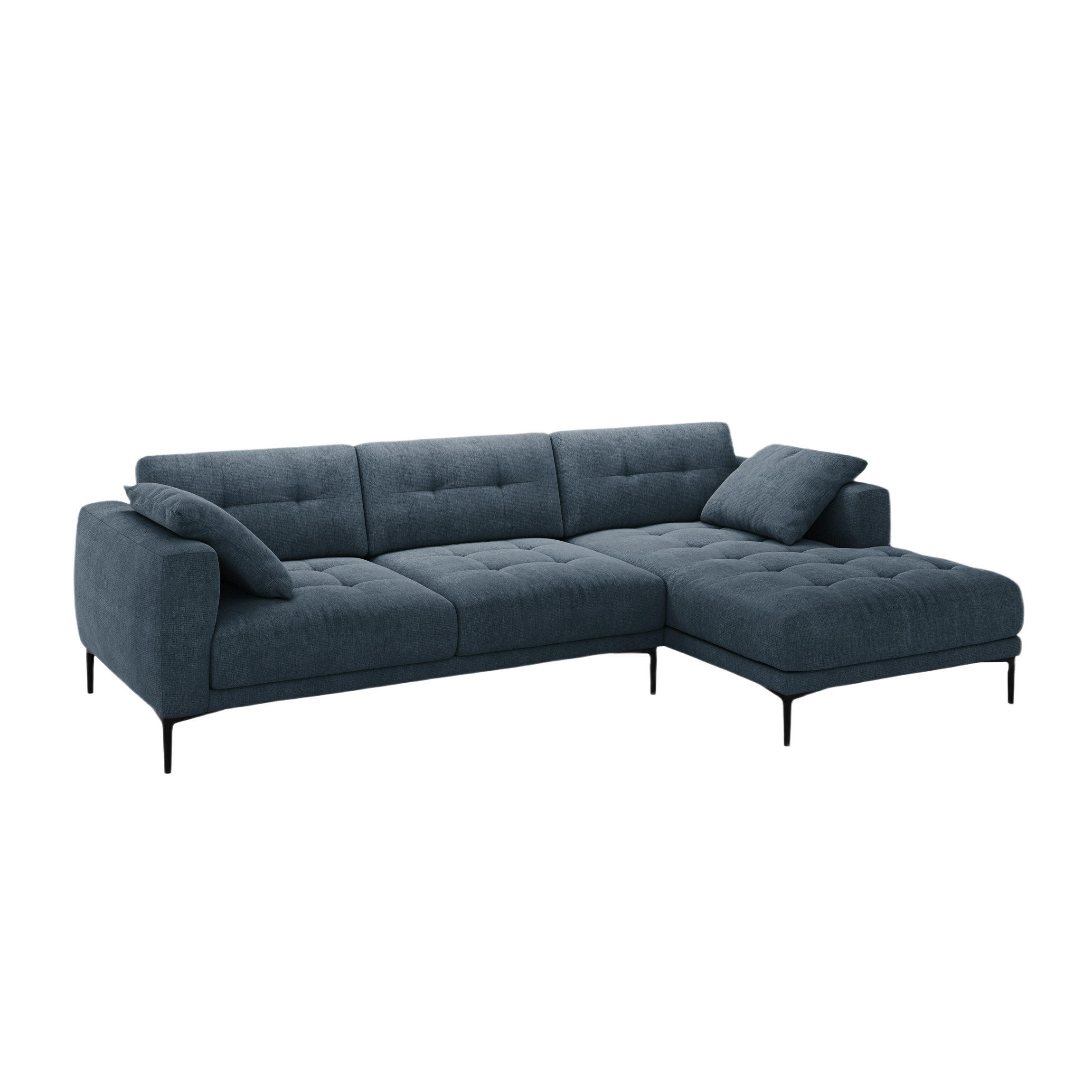 Right-sided corner sofa BEMY dark blue chenille