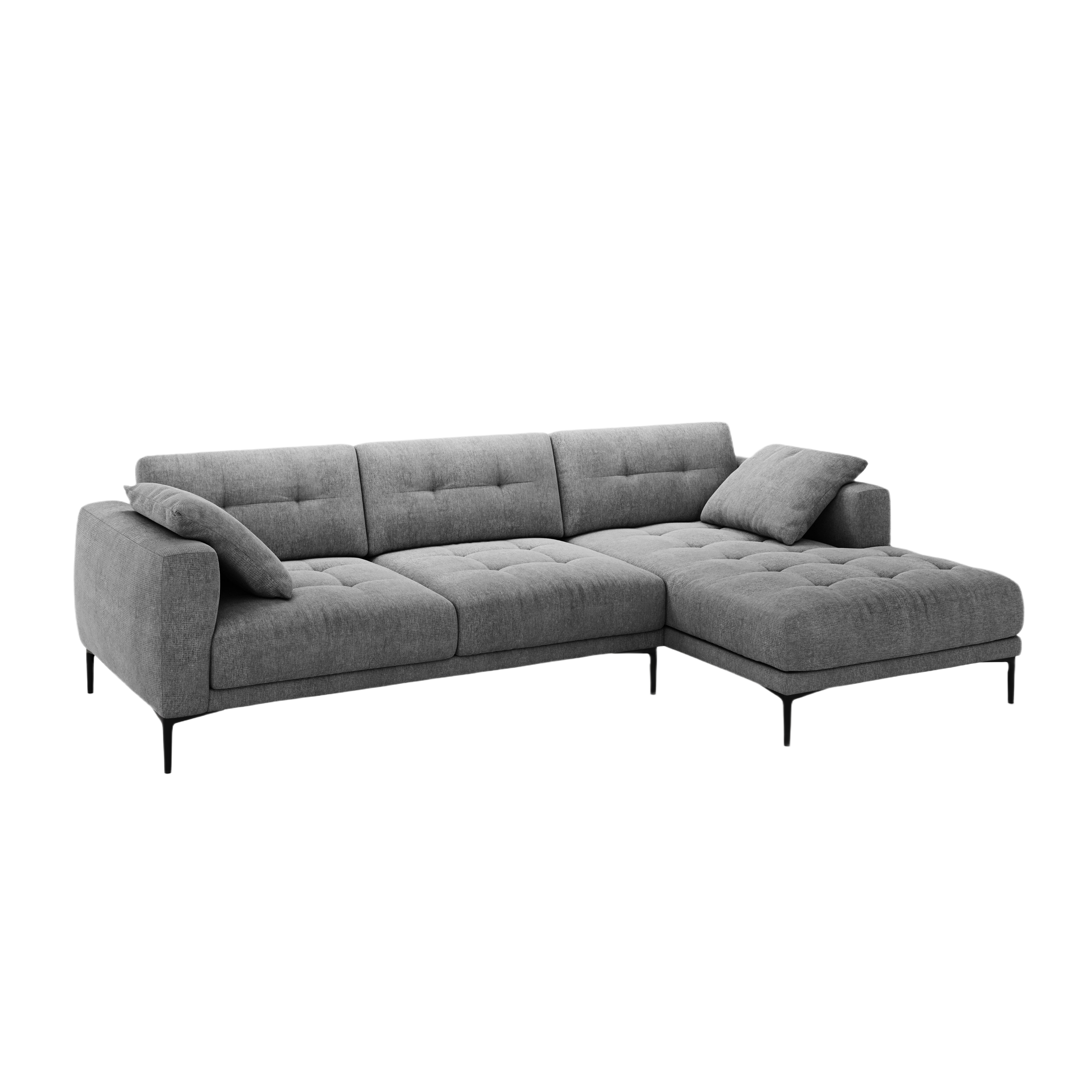 Right-sided corner sofa BEMY gray chenille