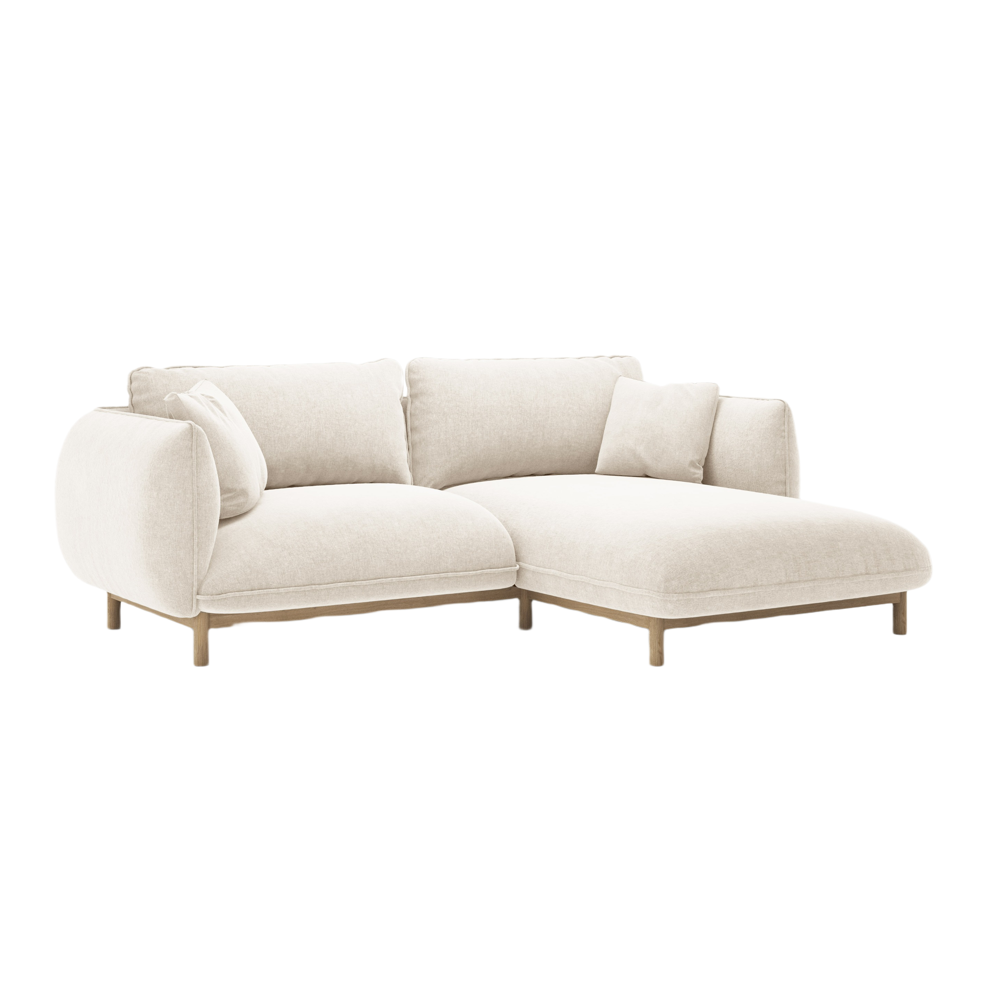 Right-hand corner sofa ADA ivory chenille