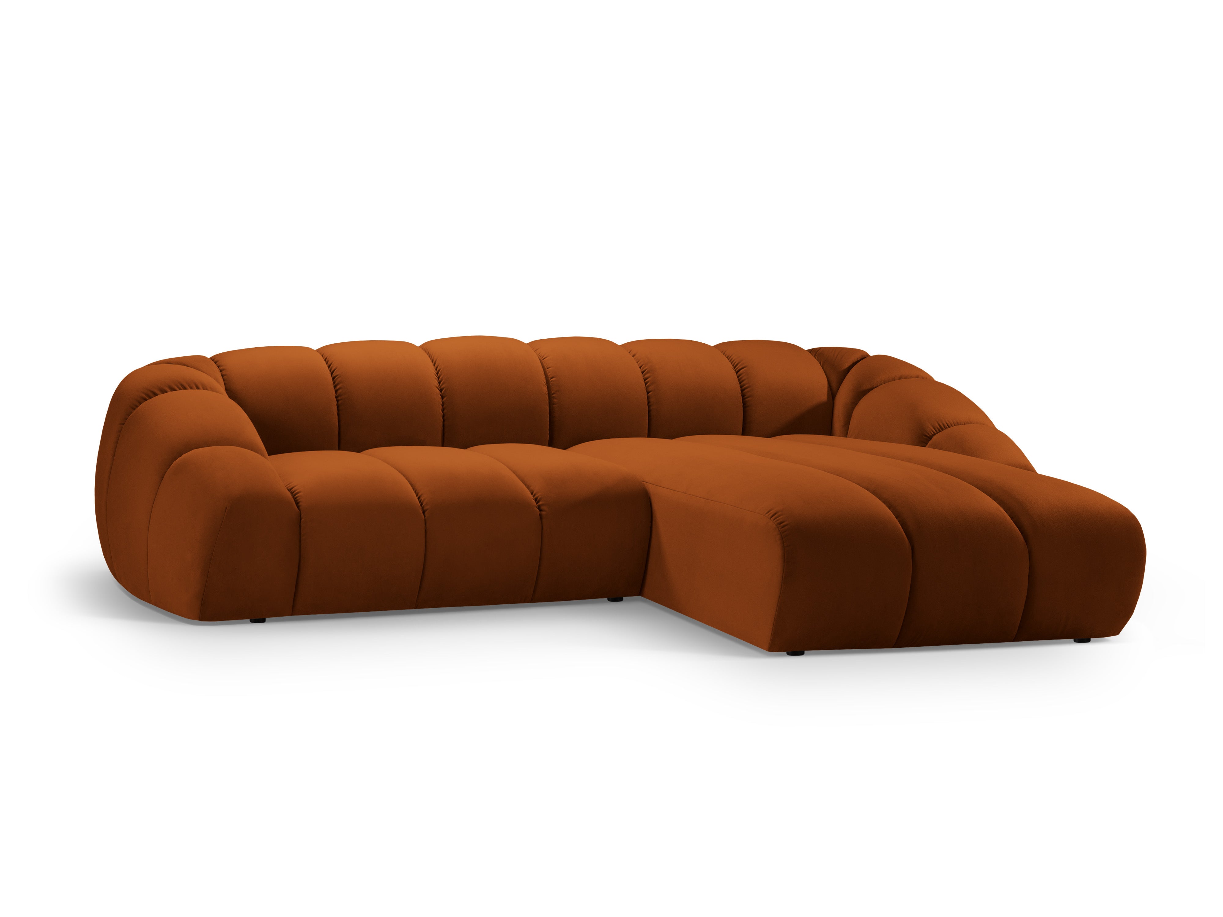 Narożnik aksamitny 4-osobowy prawostronny DIANA terracotta