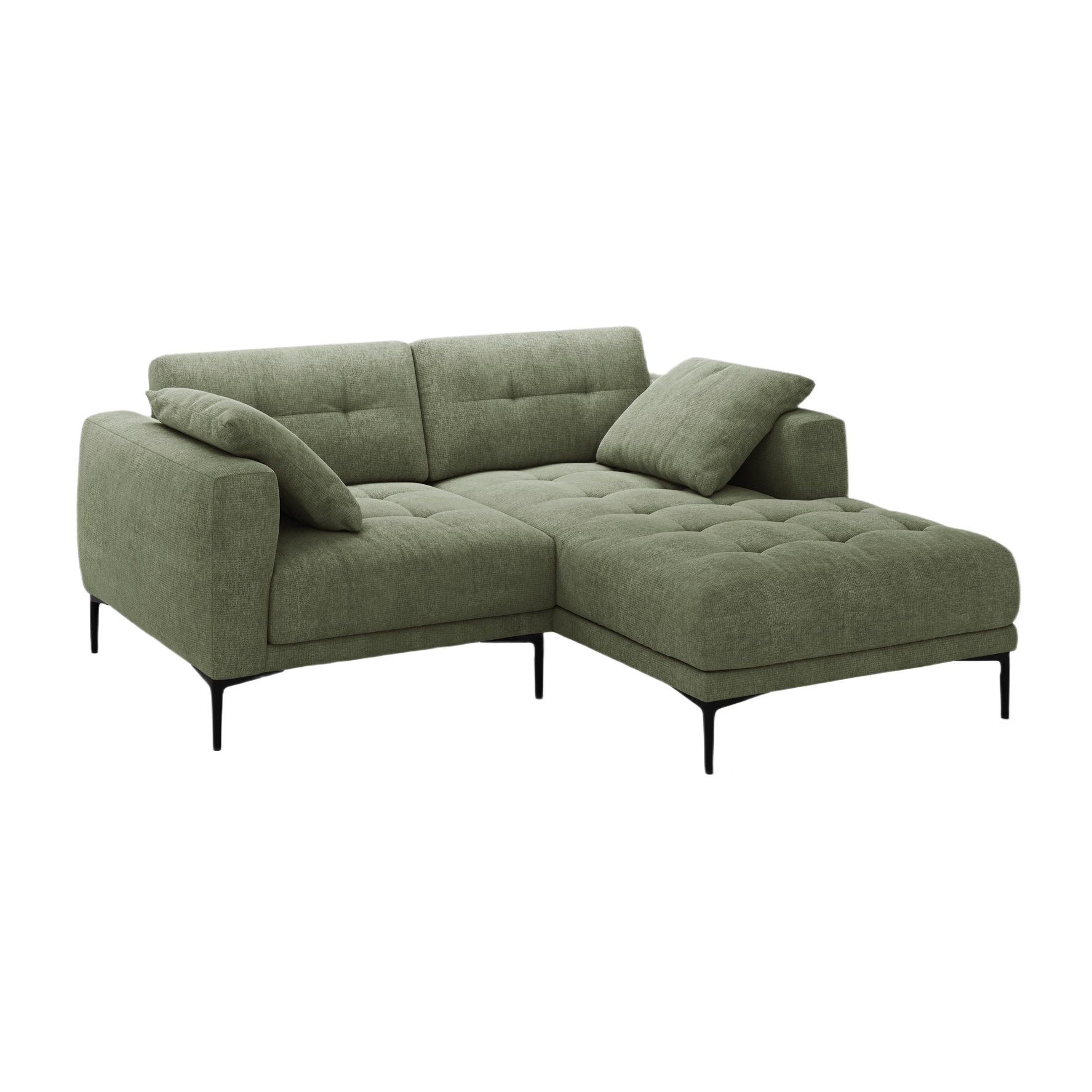 Ecksofa rechts BEMY olivgrüner Chenille