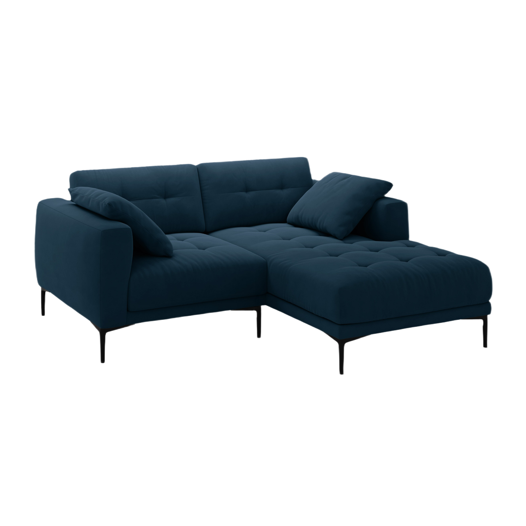 Right-facing velvet corner sofa BEMY royal blue