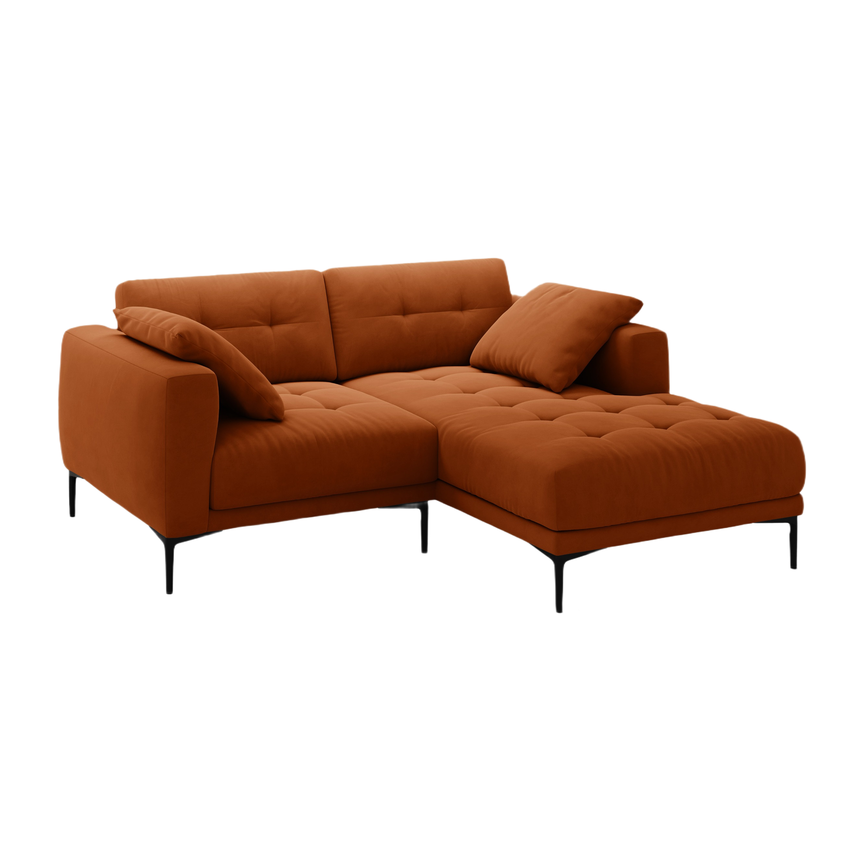 Right-facing velvet corner sofa BEMY terracotta