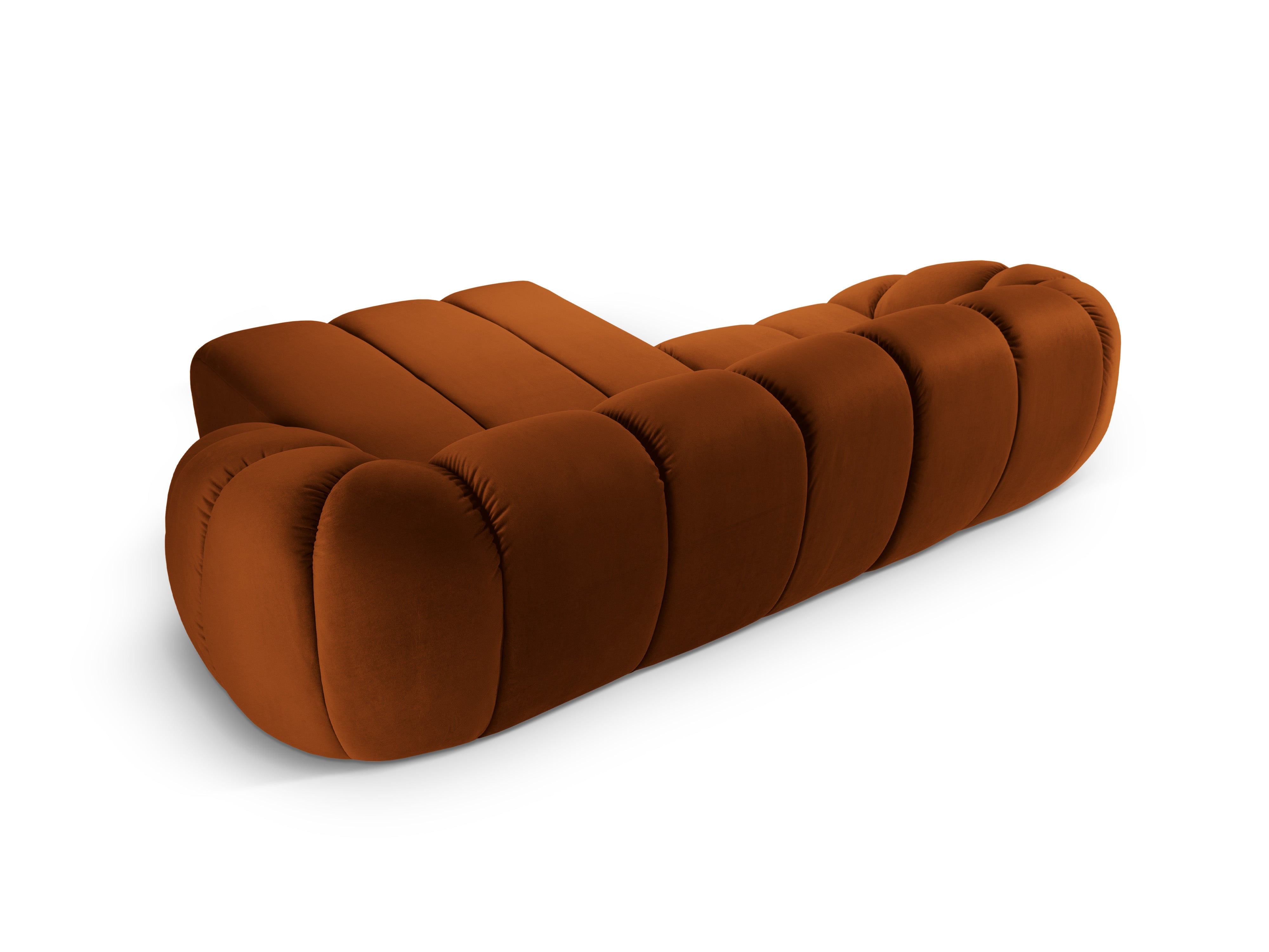 Narożnik aksamitny 3-osobowy prawostronny DIANA terracotta