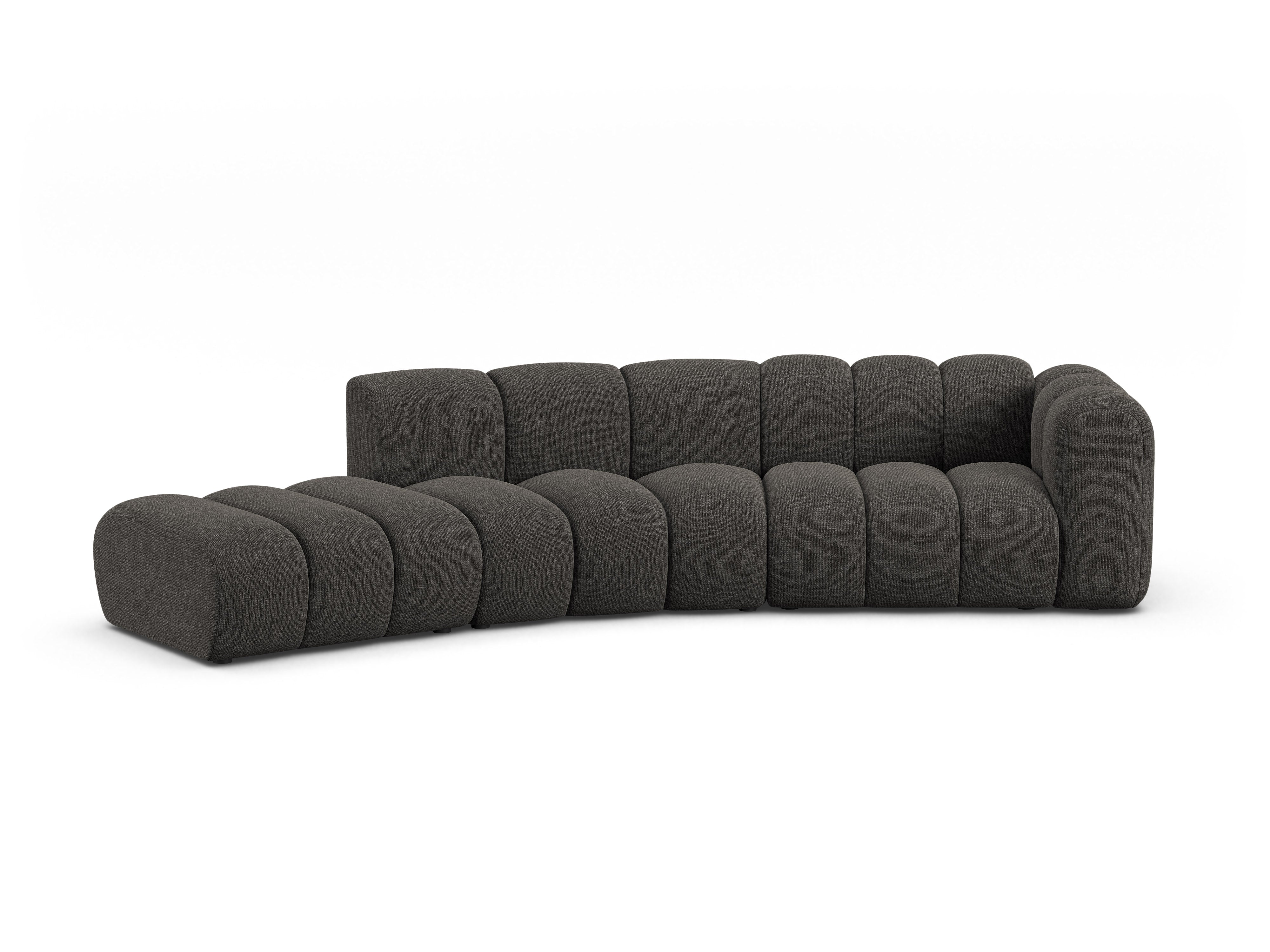 5-seater left-facing sofa LUPINE gray chenille