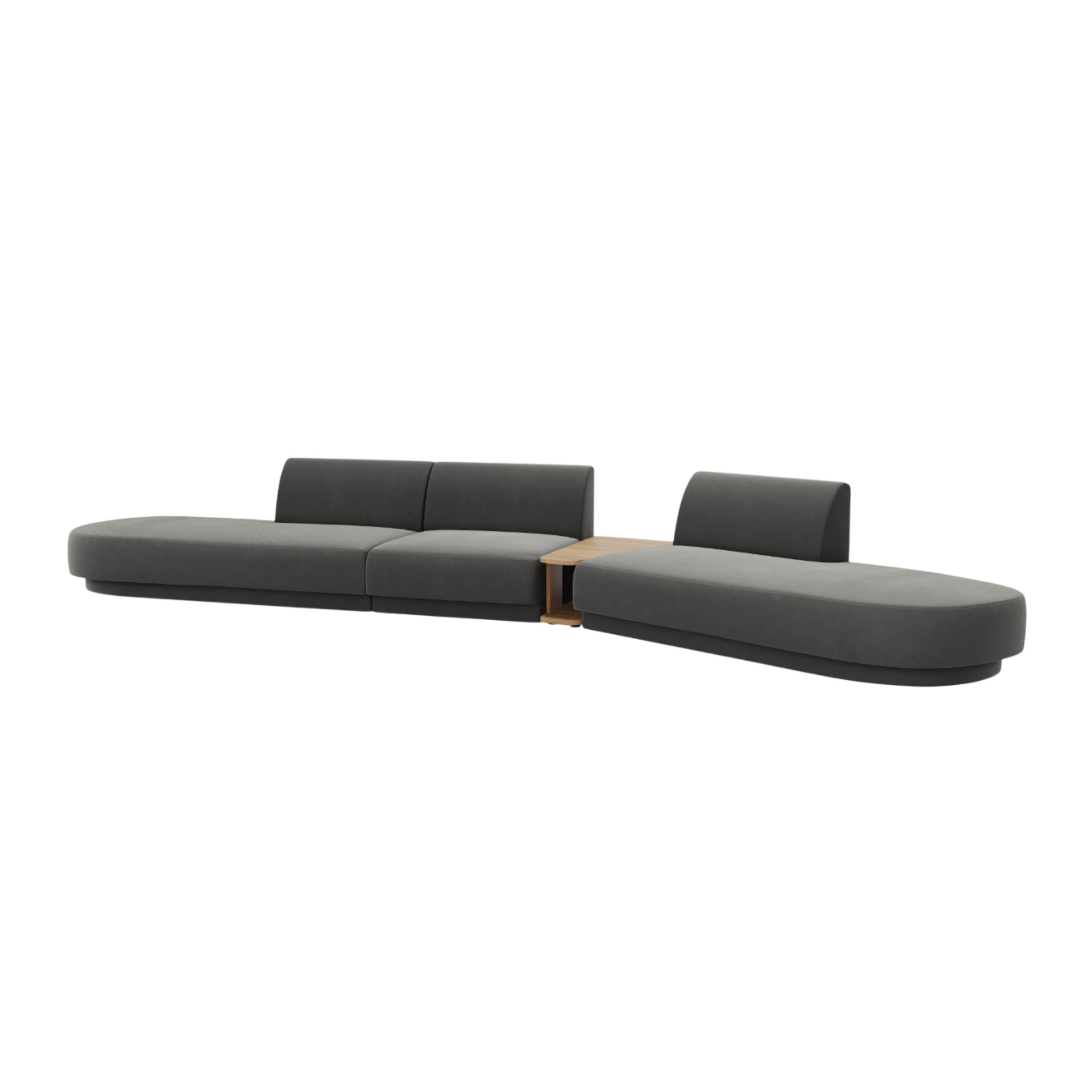 Sofa modułowa prawostronna ze stolikiem 5-osobowa aksamitna MILEY jasnoszary