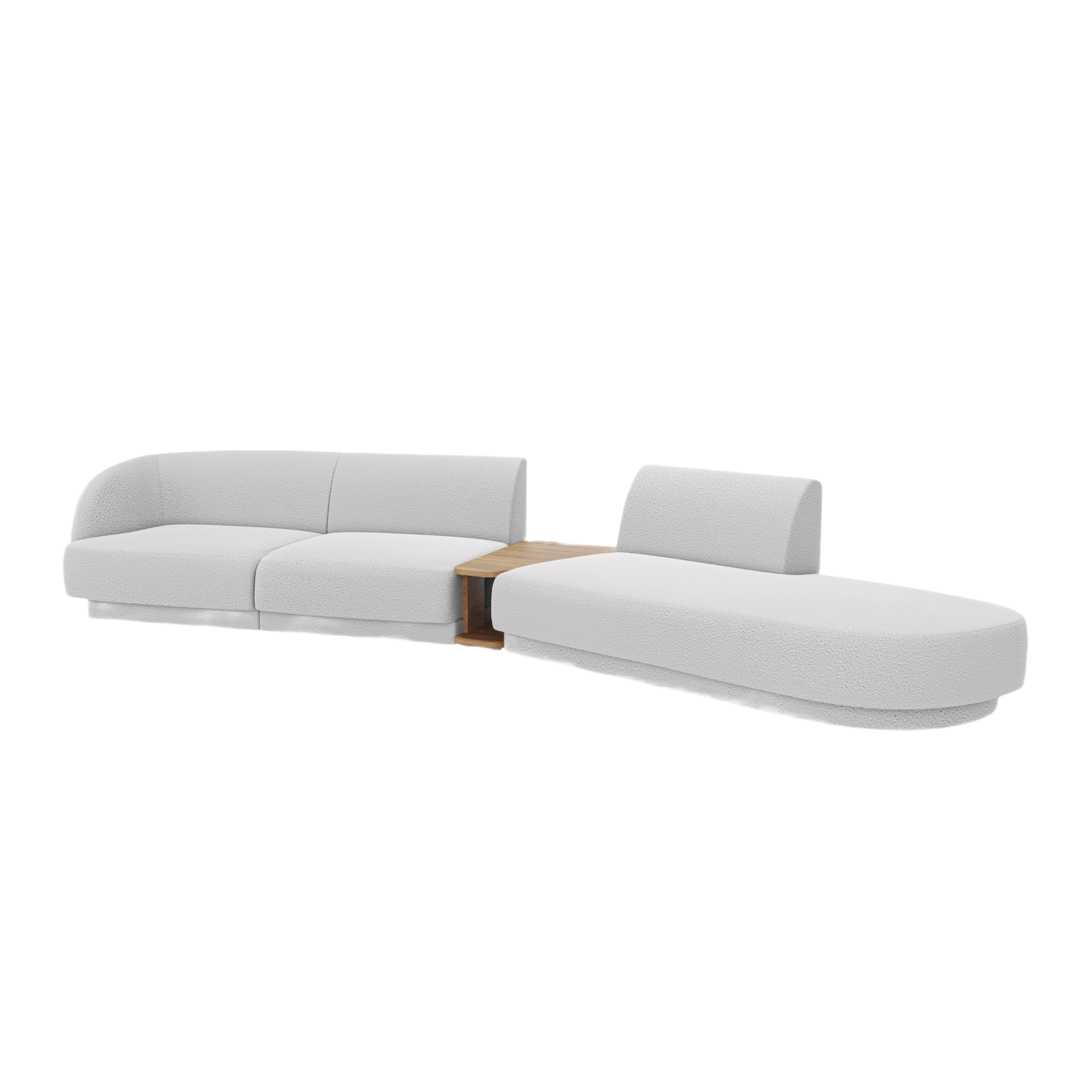 Right-facing modular sofa with table for 4 people MILEY light gray boucle