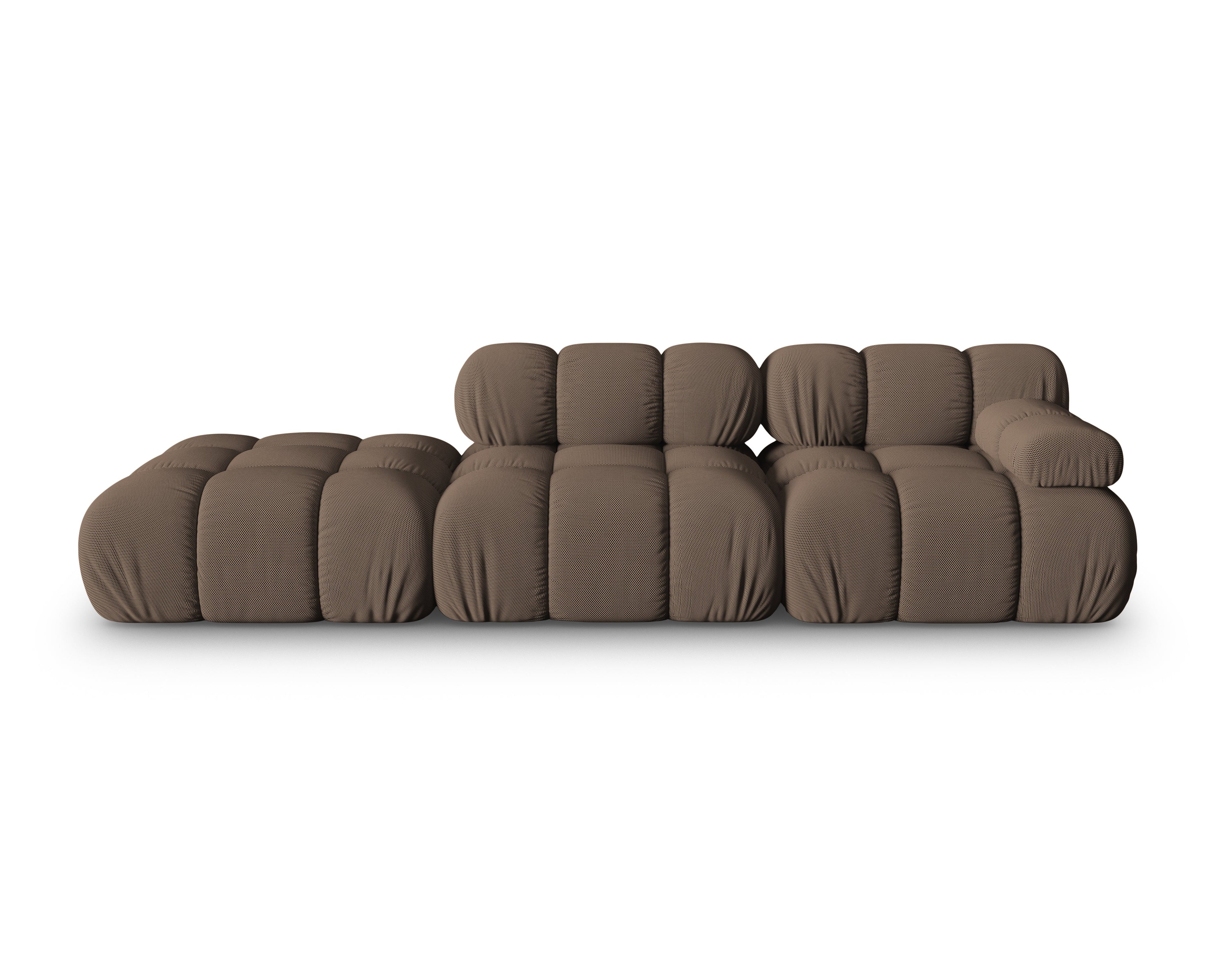 Sofa modułowa otwarta lewostronna BELLIS brązowa tkanina 3D