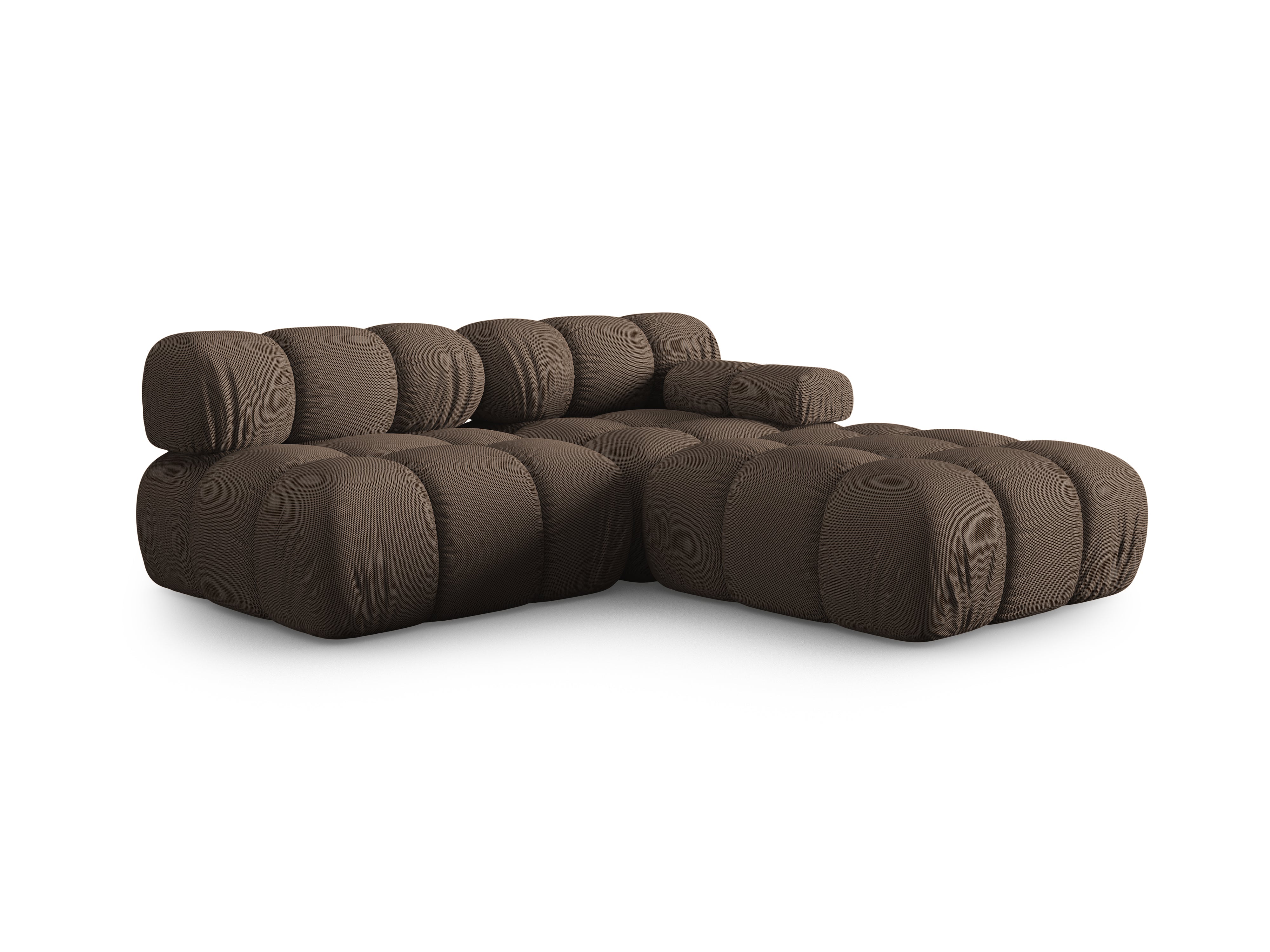 Sofa modułowa otwarta lewostronna BELLIS brązowa tkanina 3D