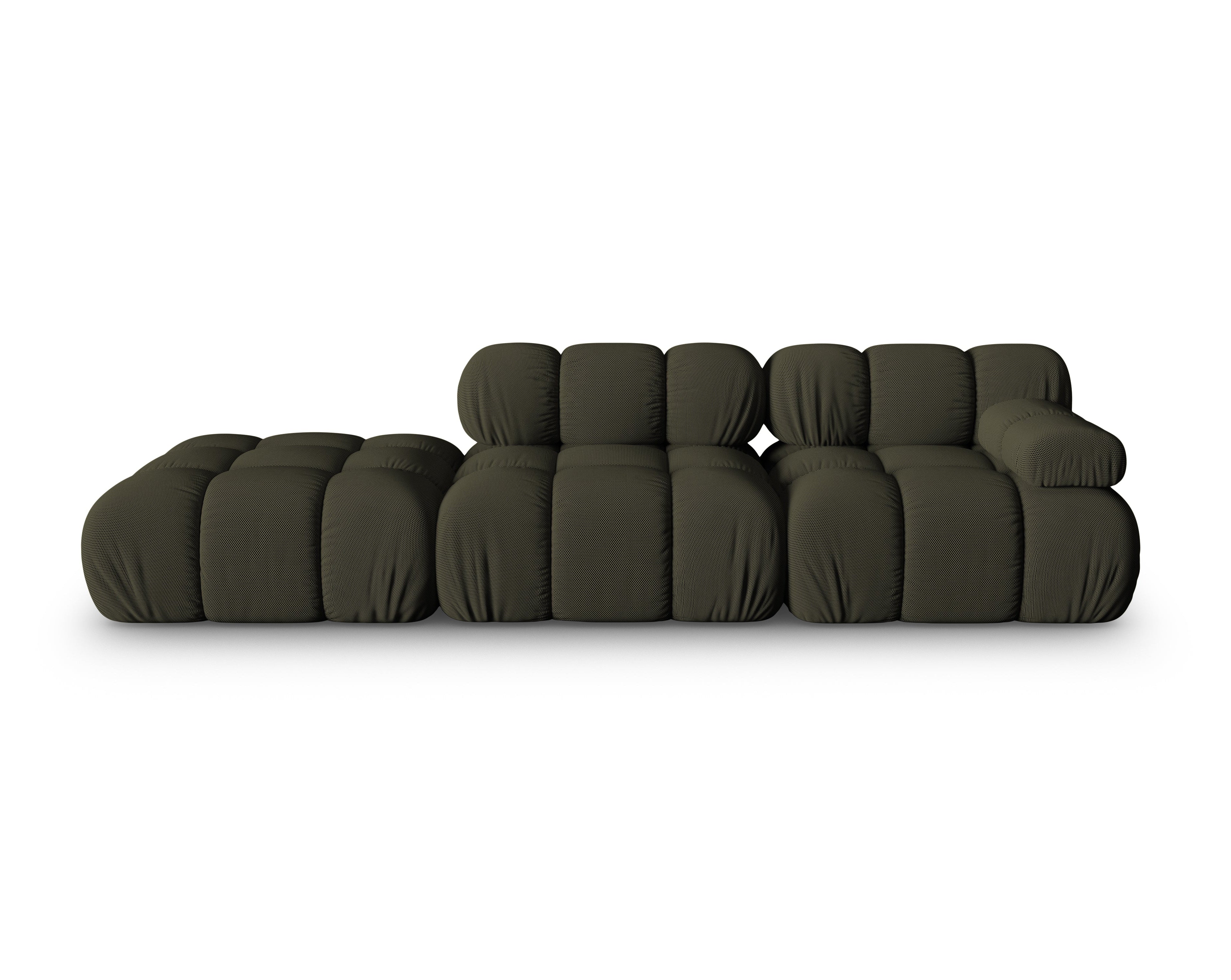 Sofa modułowa otwarta lewostronna BELLIS ciemnozielona tkanina 3D