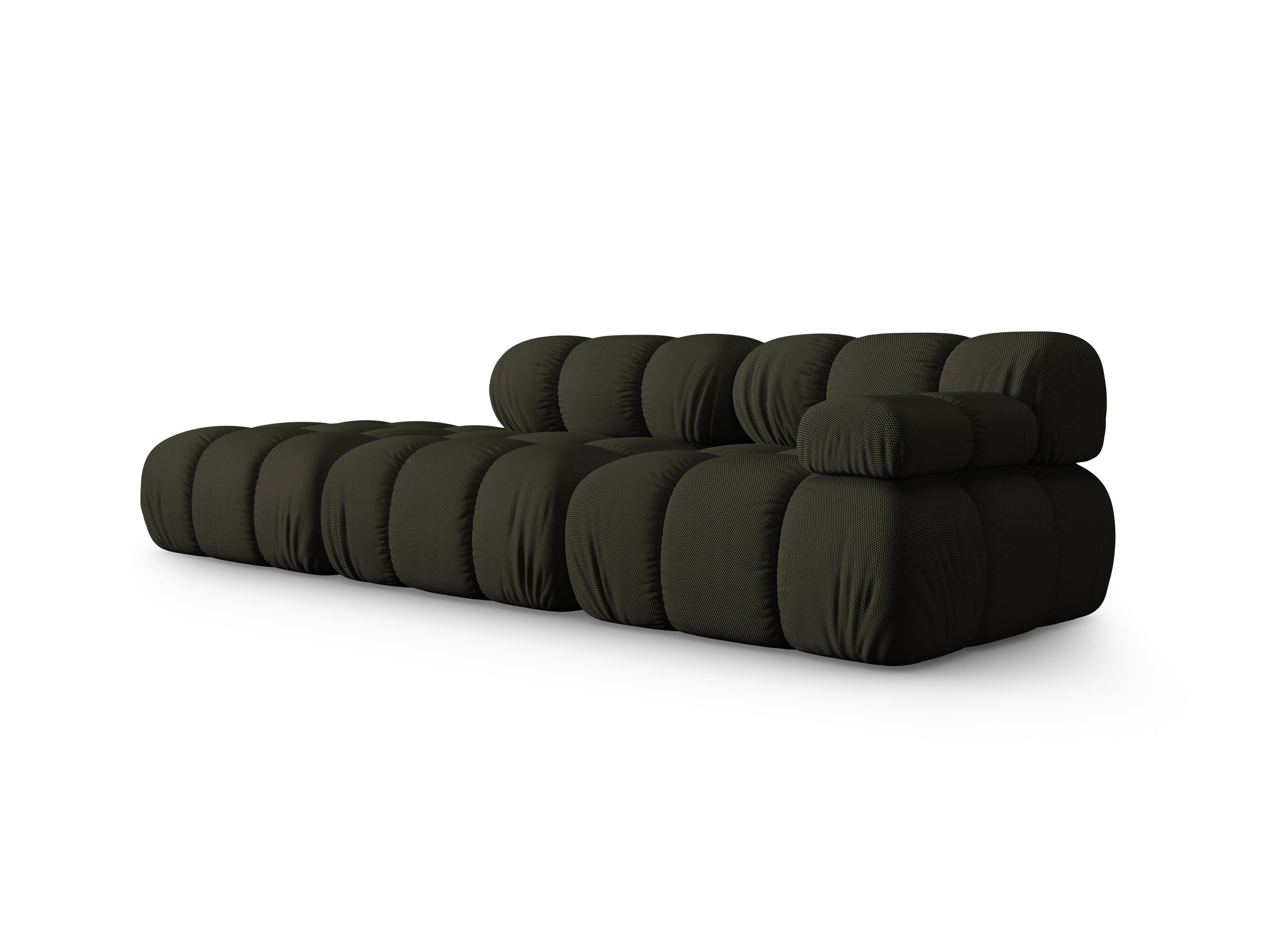 Sofa modułowa otwarta lewostronna BELLIS ciemnozielona tkanina 3D