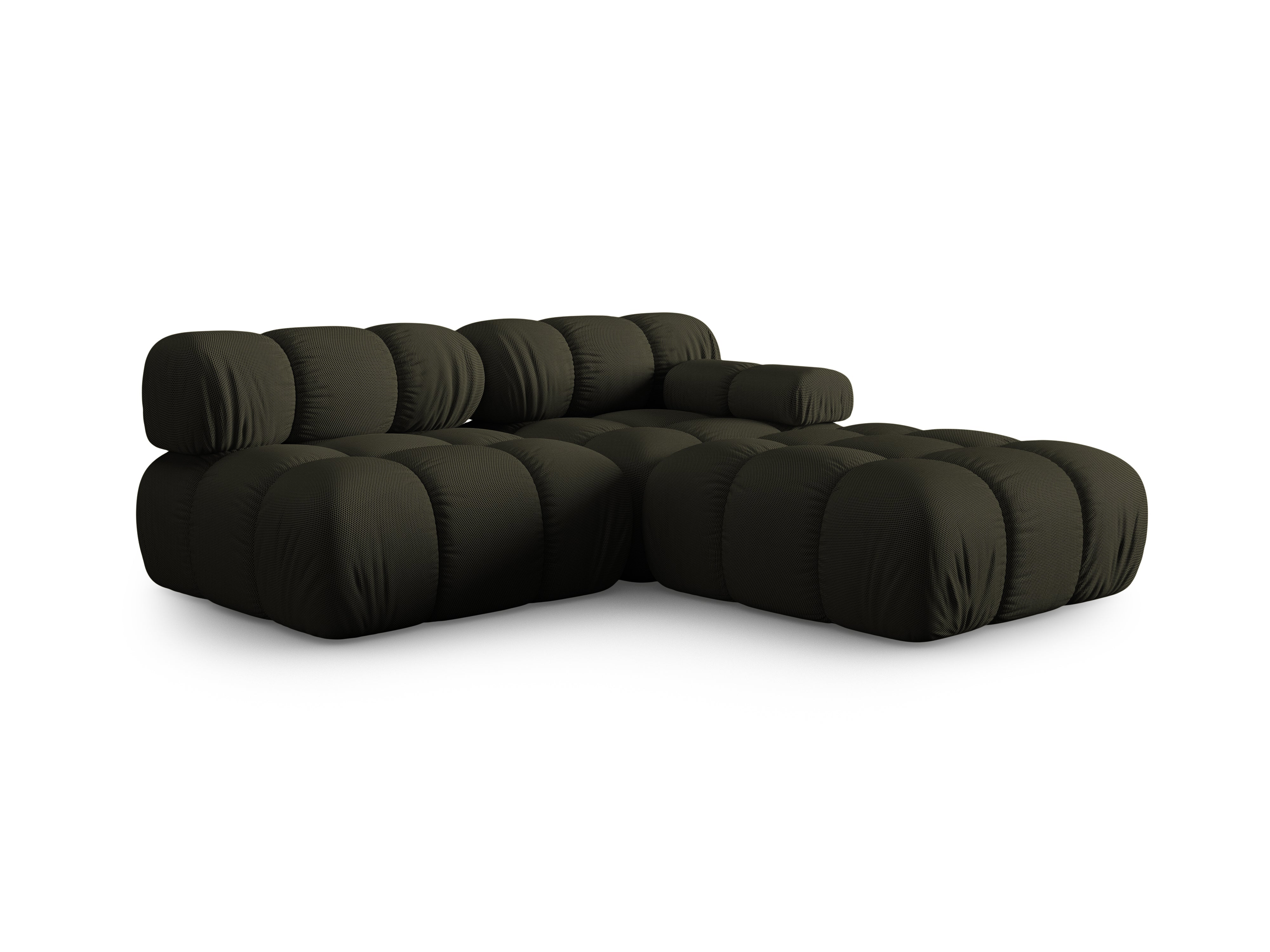 Sofa modułowa otwarta lewostronna BELLIS ciemnozielona tkanina 3D