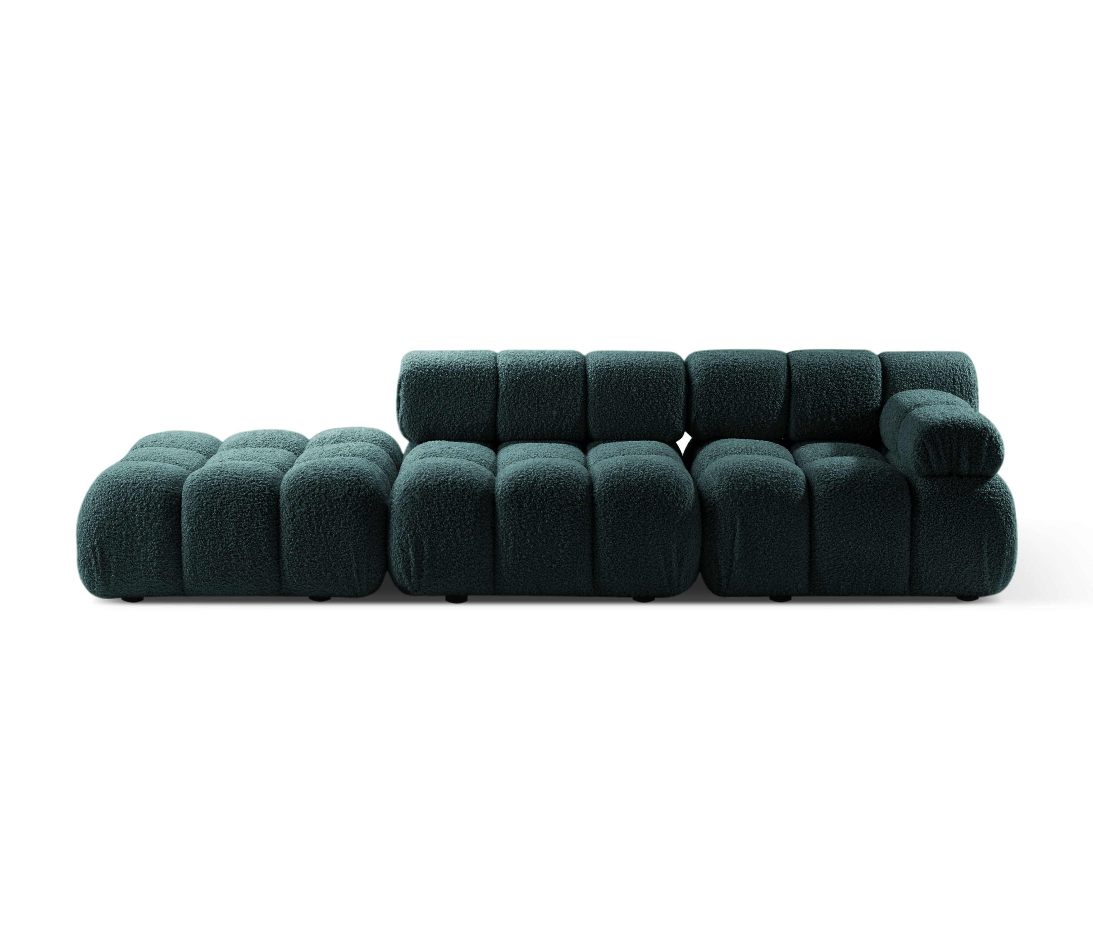 Sofa modułowa otwarta lewostronna BELLIS niebieski petrol boucle