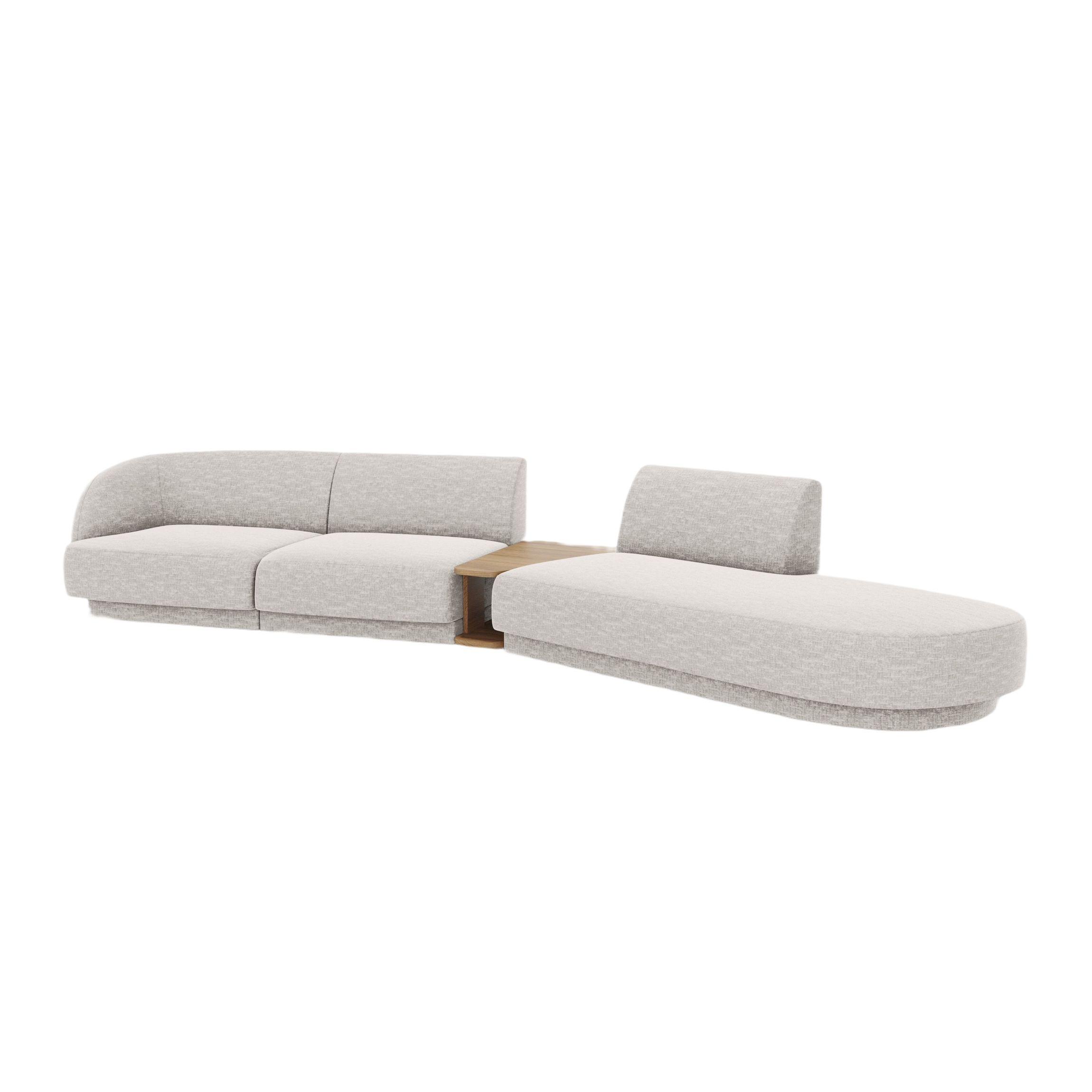 Sofa modułowa prawostronna ze stolikiem 4-osobowa MILEY szary szenil