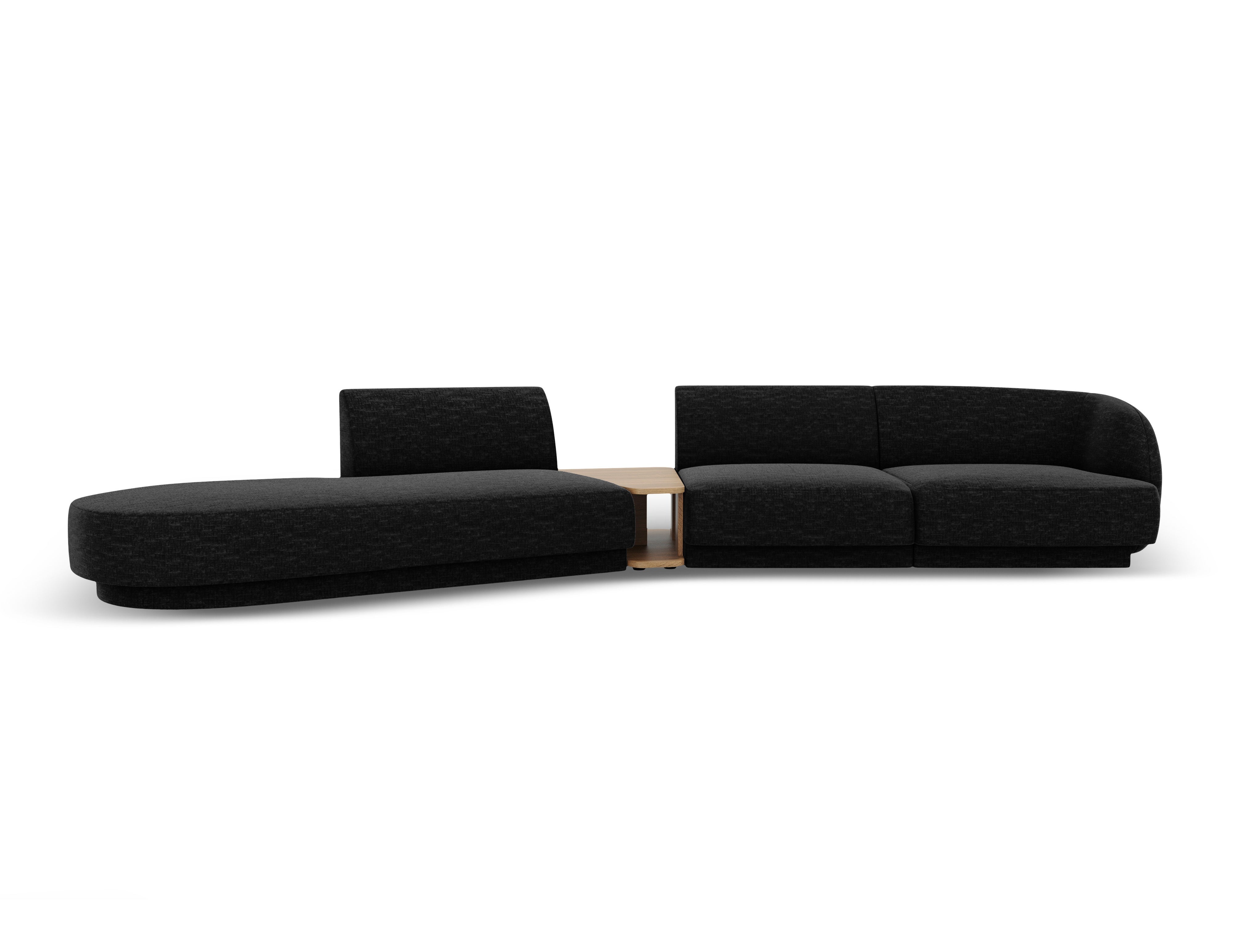 Sofa modułowa lewostronna ze stolikiem 4-osobowa MILEY czarny szenil