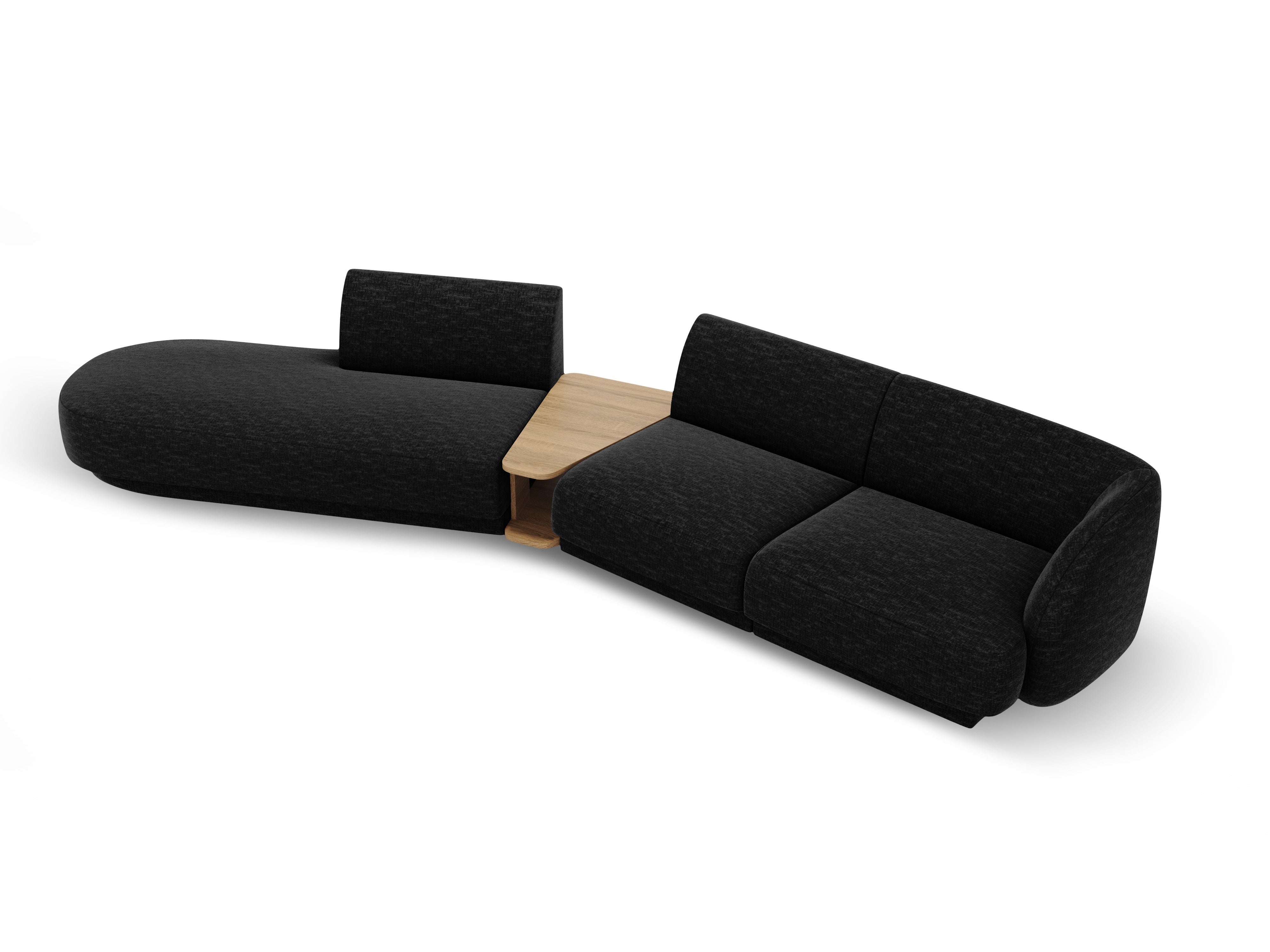 Sofa modułowa lewostronna ze stolikiem 4-osobowa MILEY czarny szenil